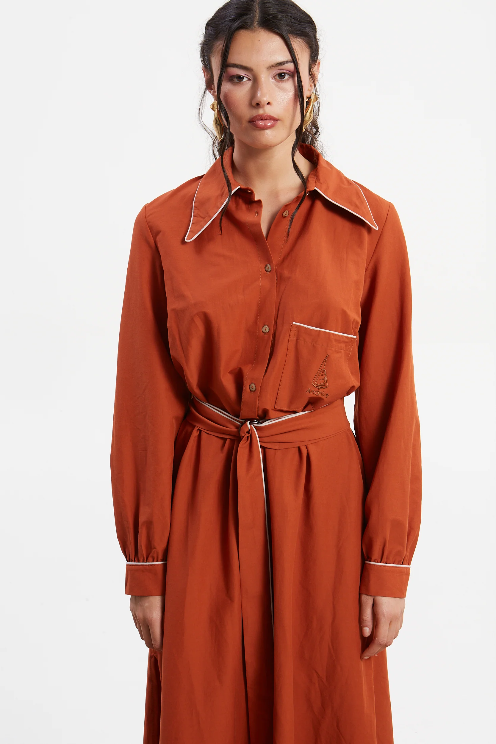 Ellen poplin rust shirtdress - Image 4