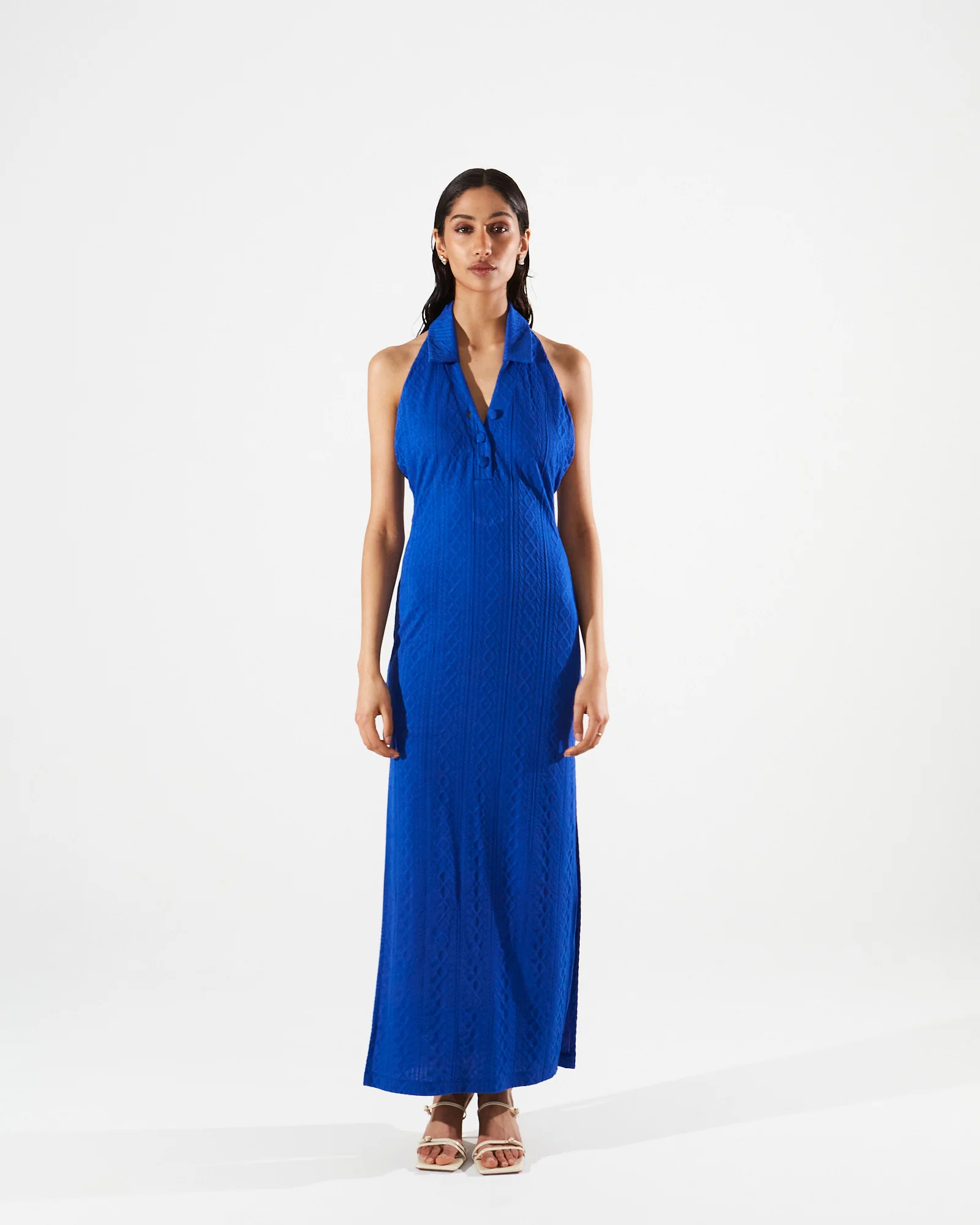 Eloise knitted collar blue dress
