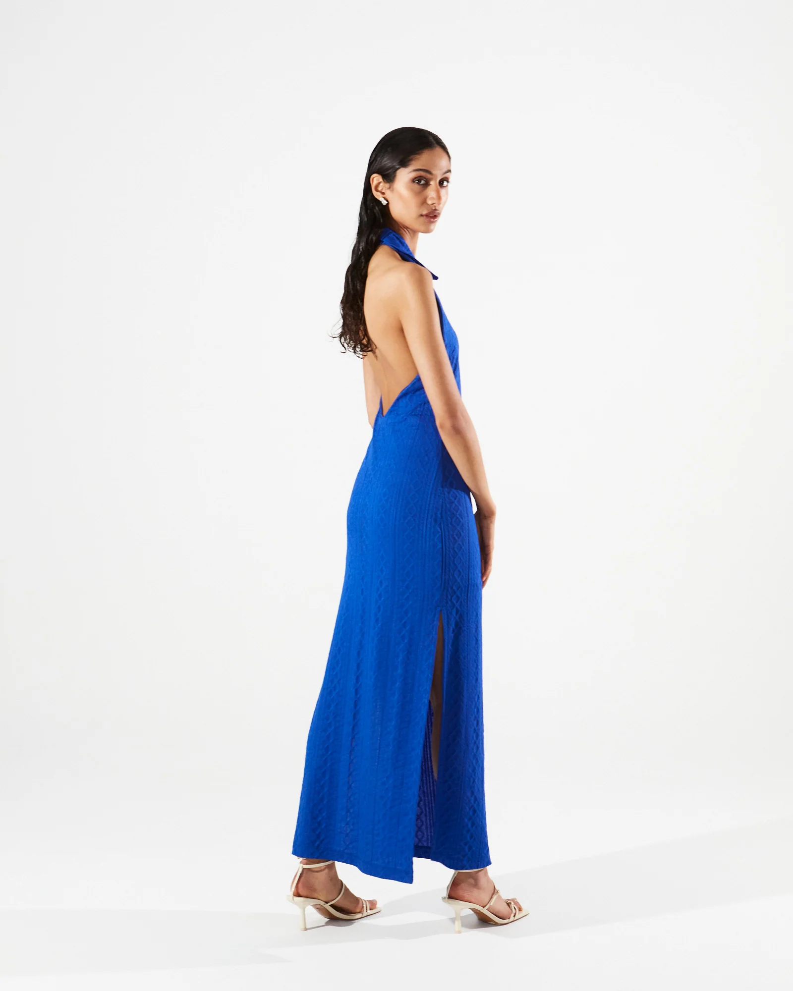 Eloise knitted collar blue dress - Image 3