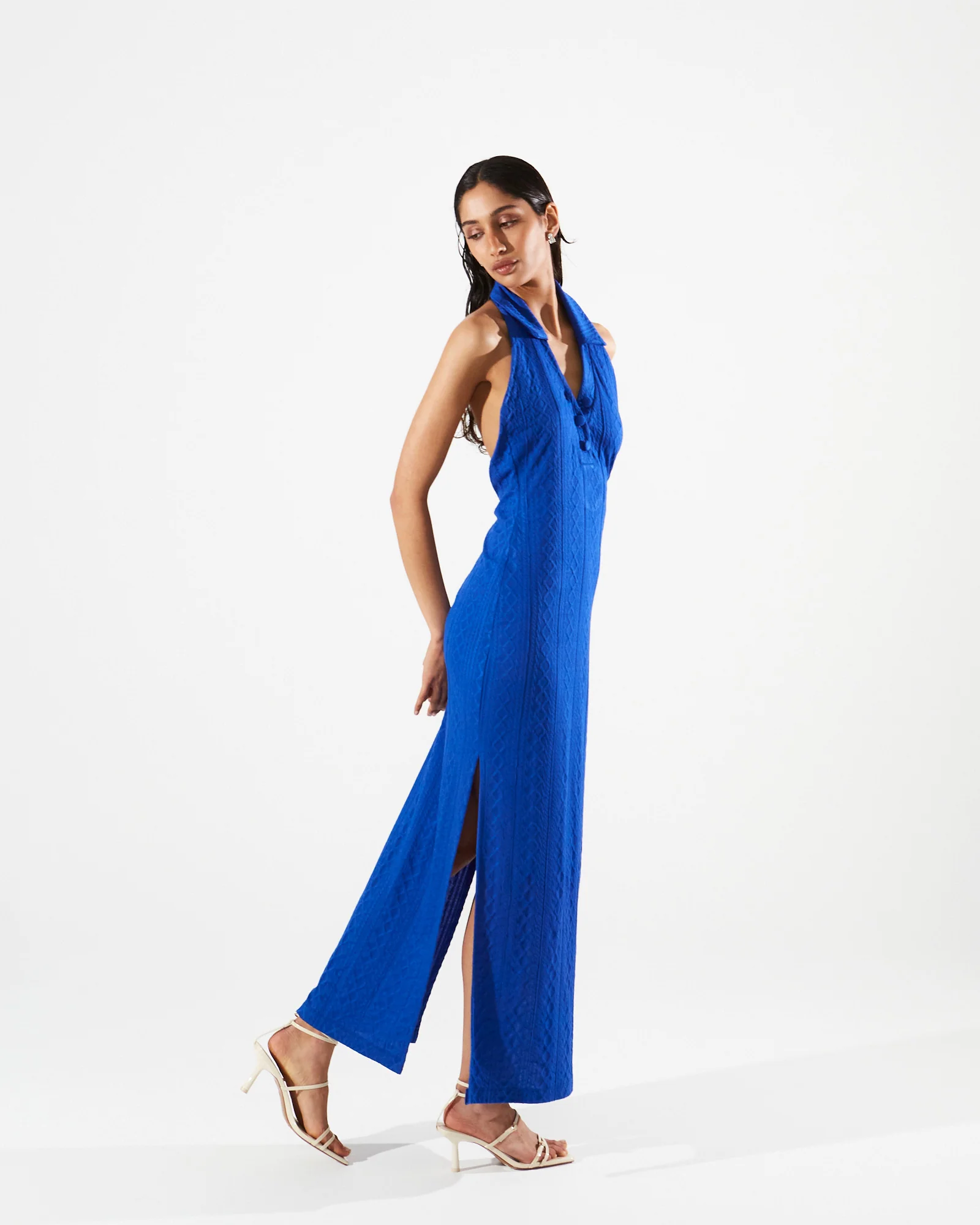 Eloise knitted collar blue dress - Image 4
