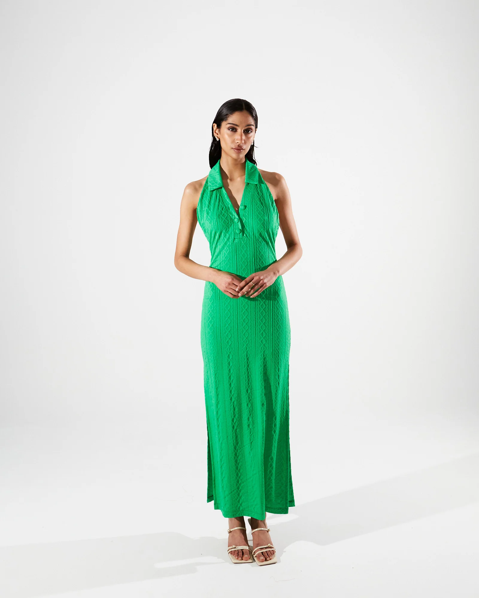 Eloise knitted collar green dress