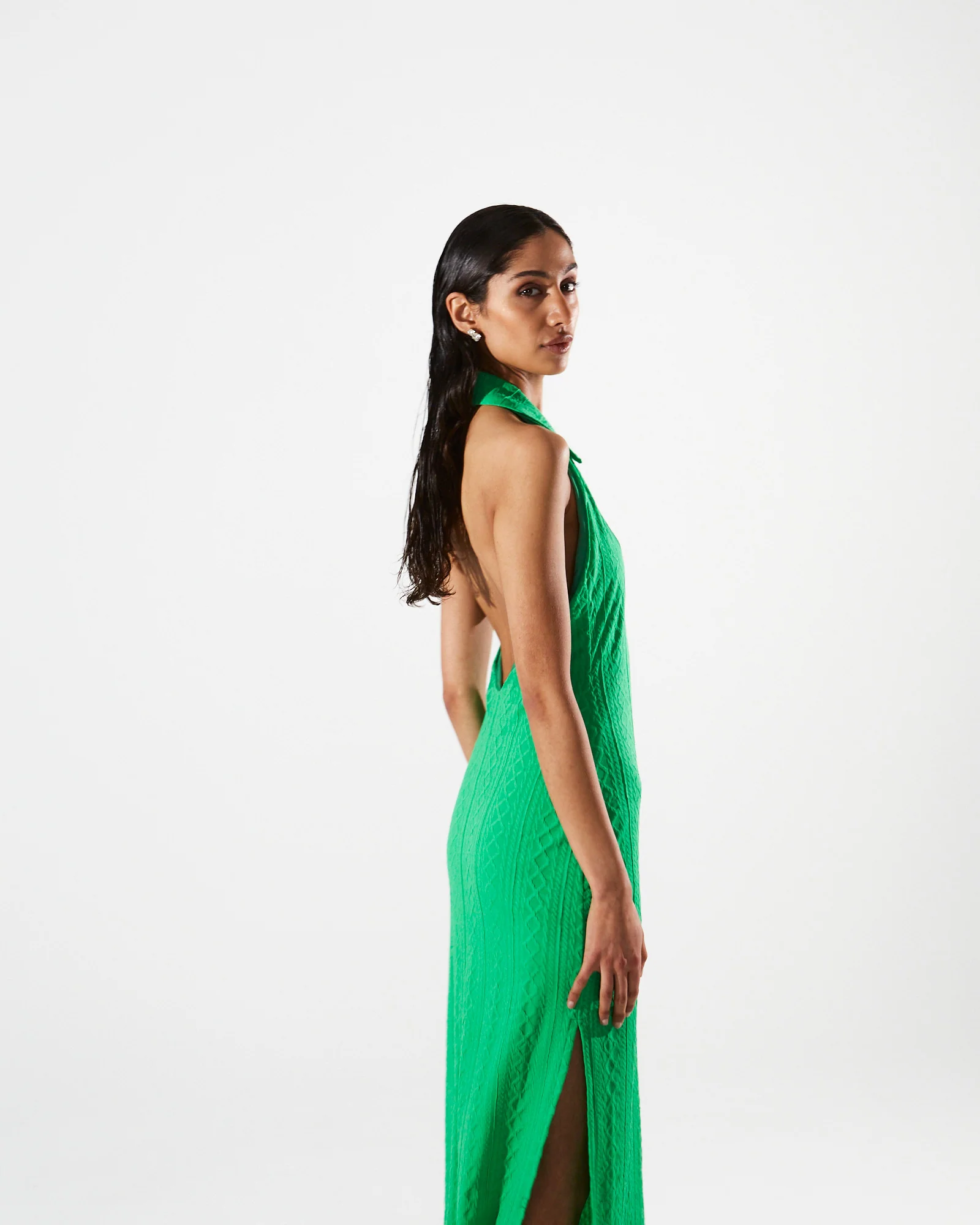 Eloise knitted collar green dress - Image 2