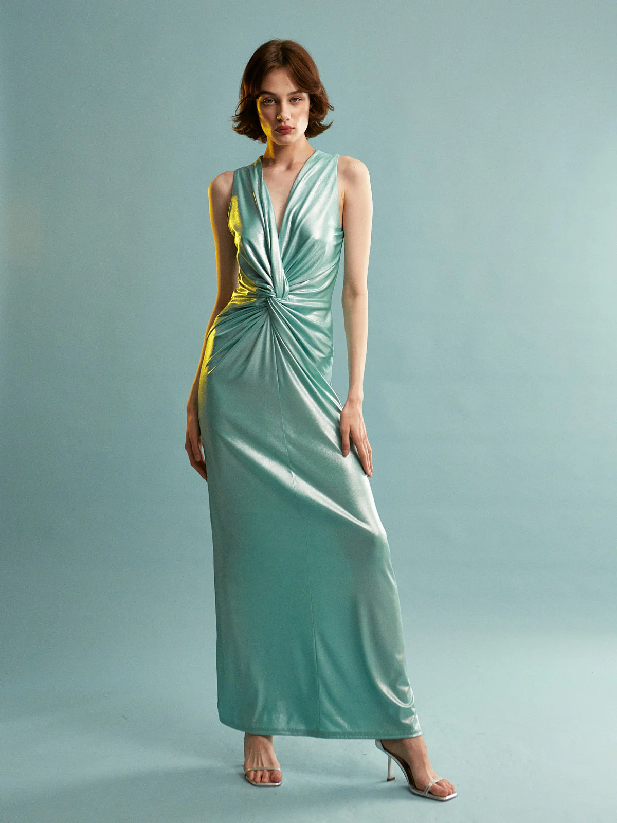 Emma metallic aqua dress