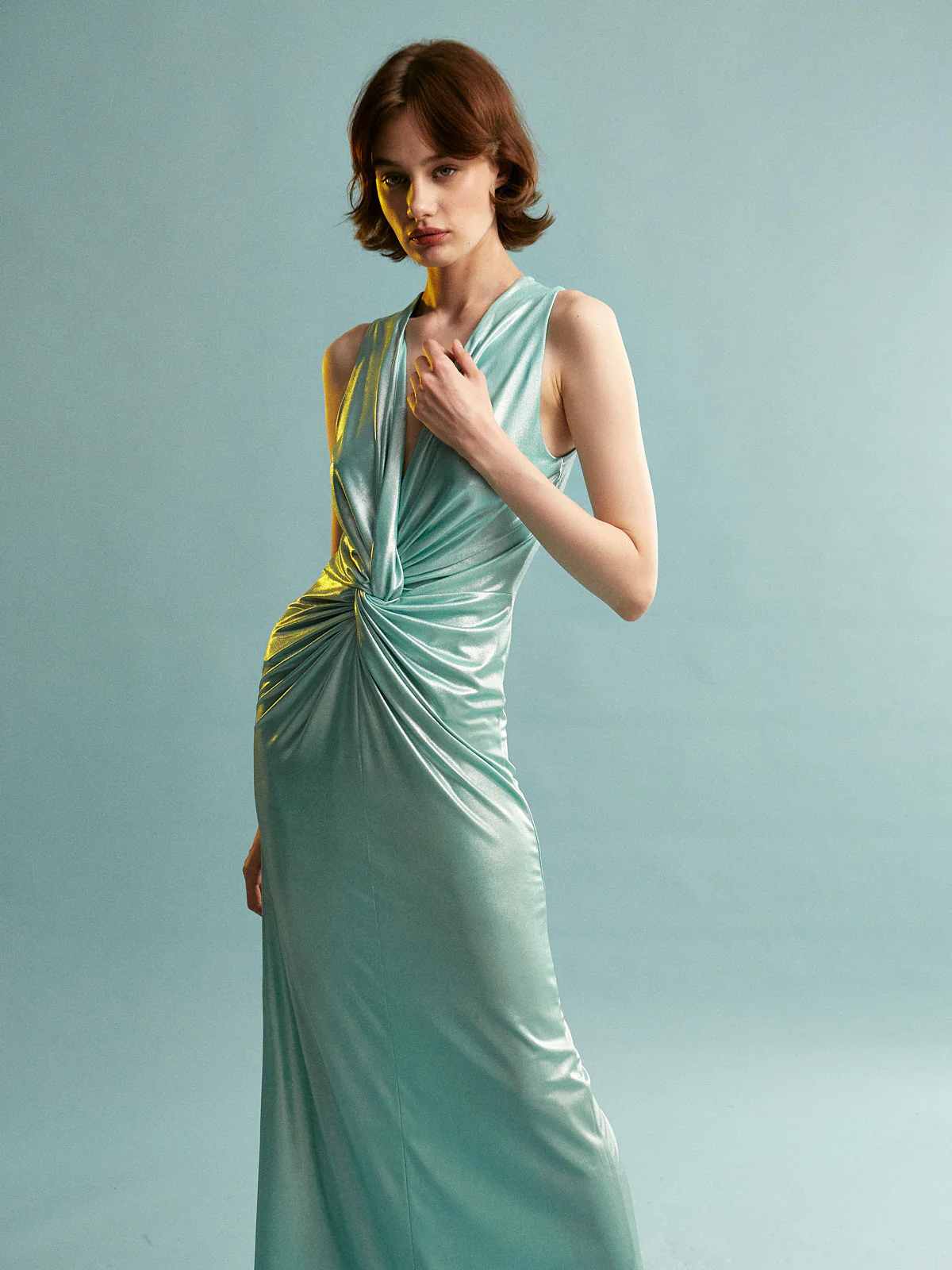 Emma metallic aqua dress - Image 3