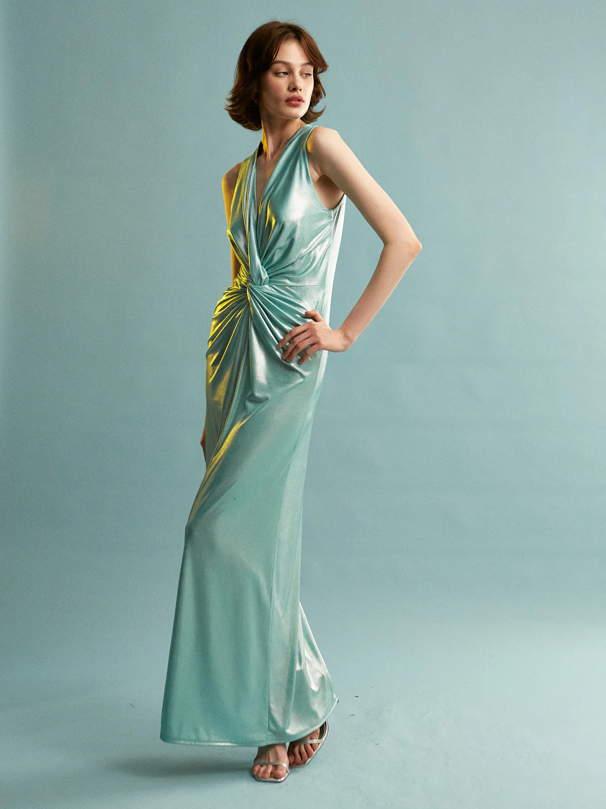Emma metallic aqua dress - Image 4