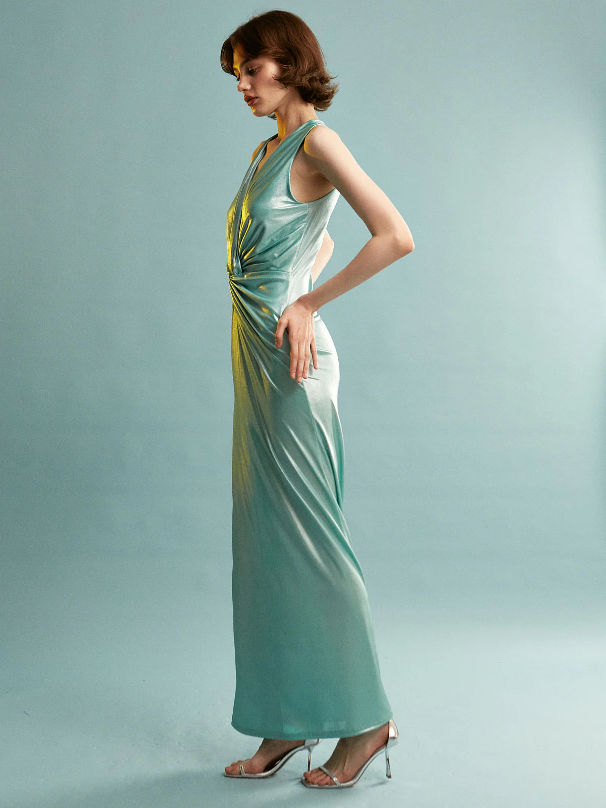 Emma metallic aqua dress - Image 5