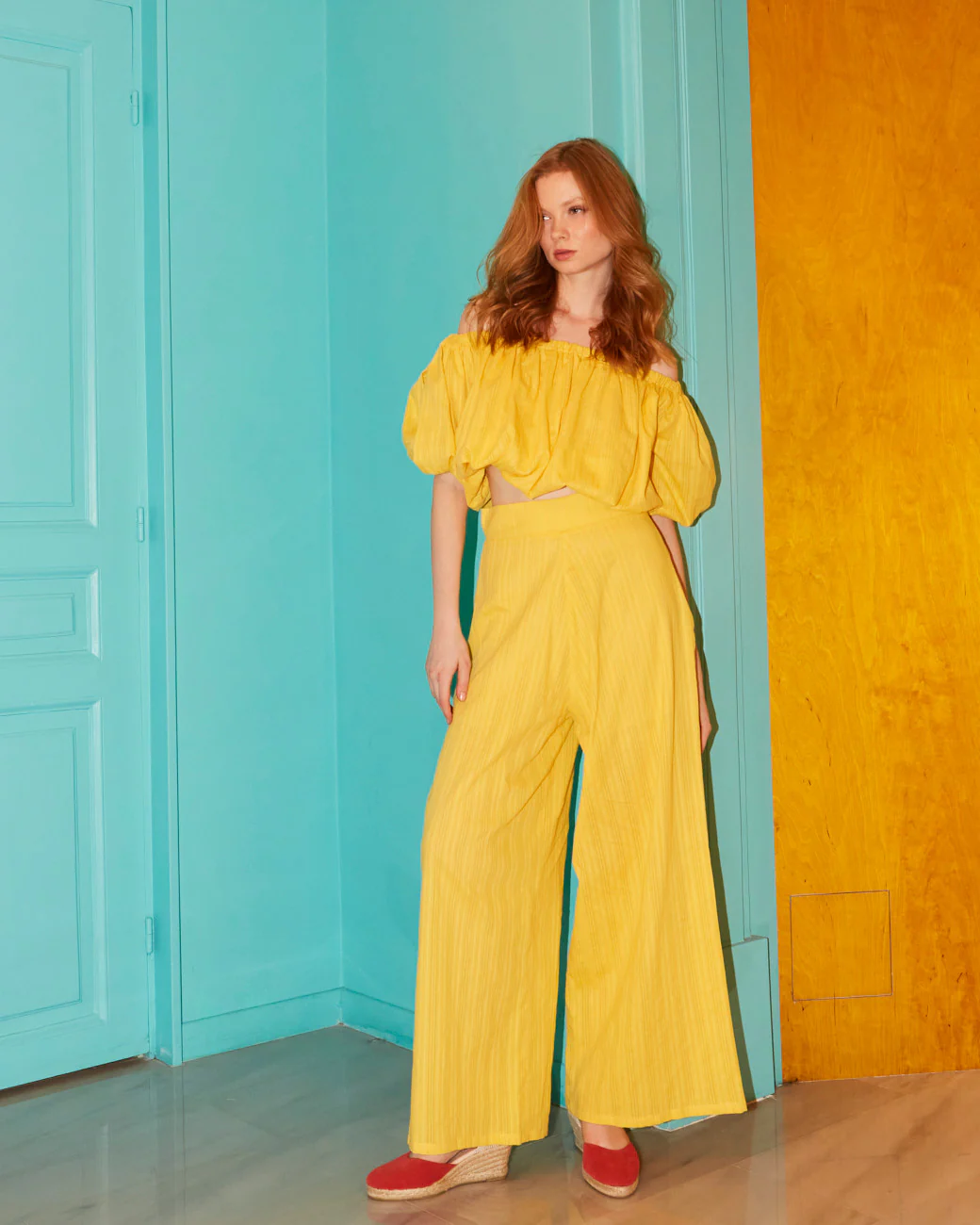 Esther cotton broderie yellow top - Image 5