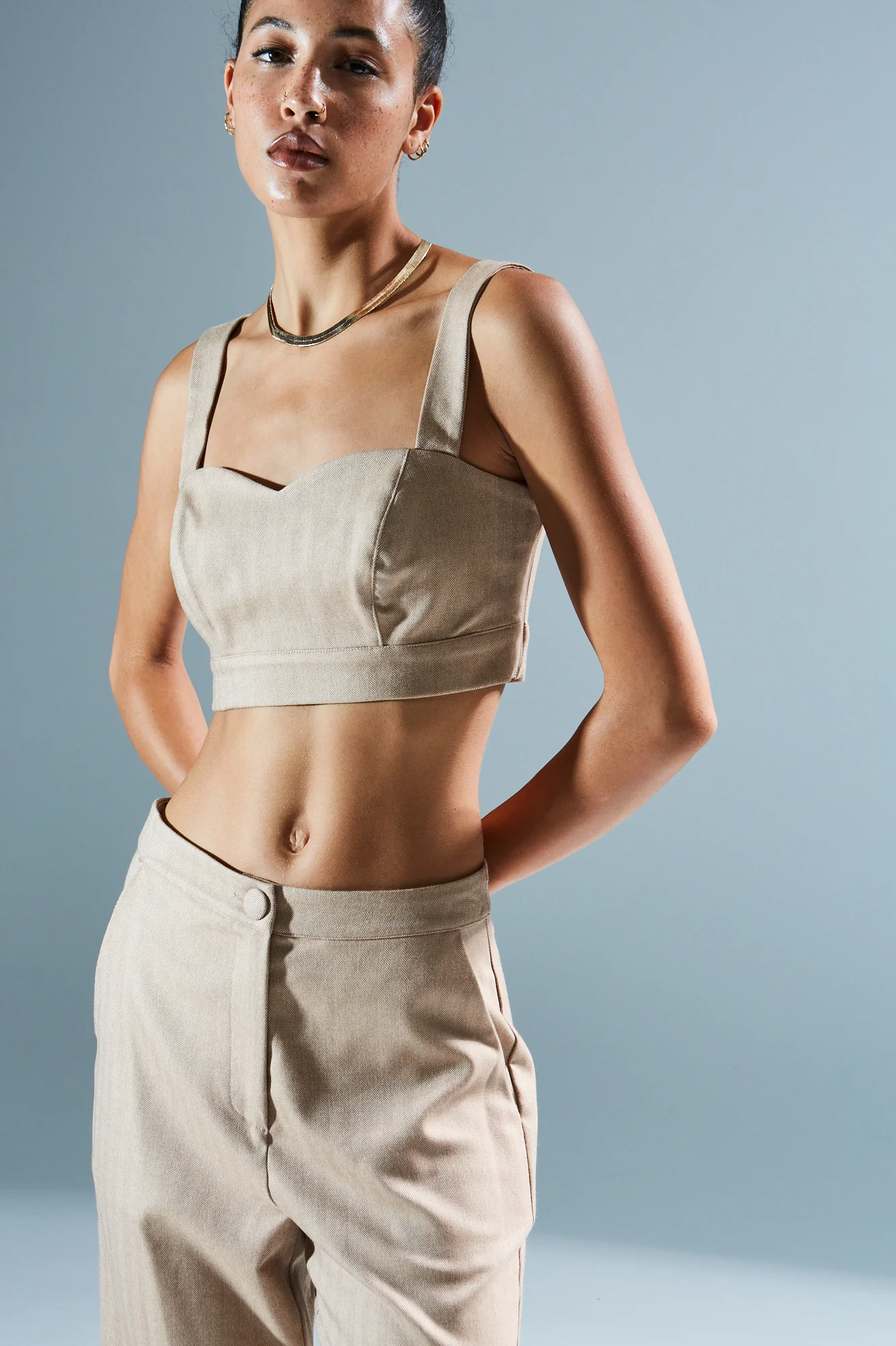 Felicia camel bustier top