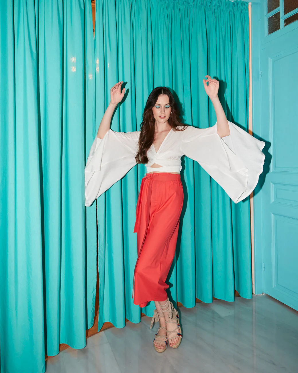 Gemma cotton coral pants - Image 3