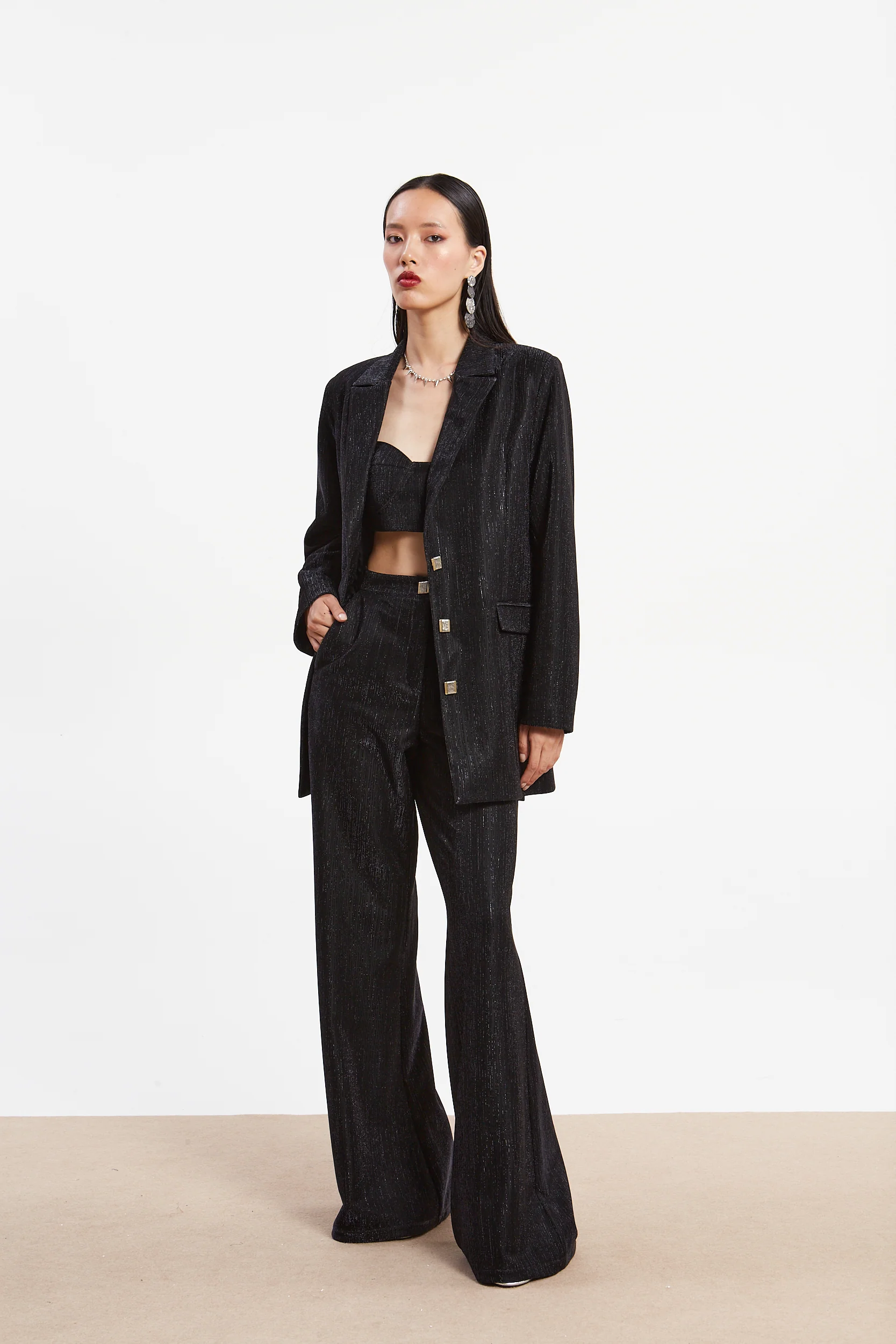 Gloria lurex black pants