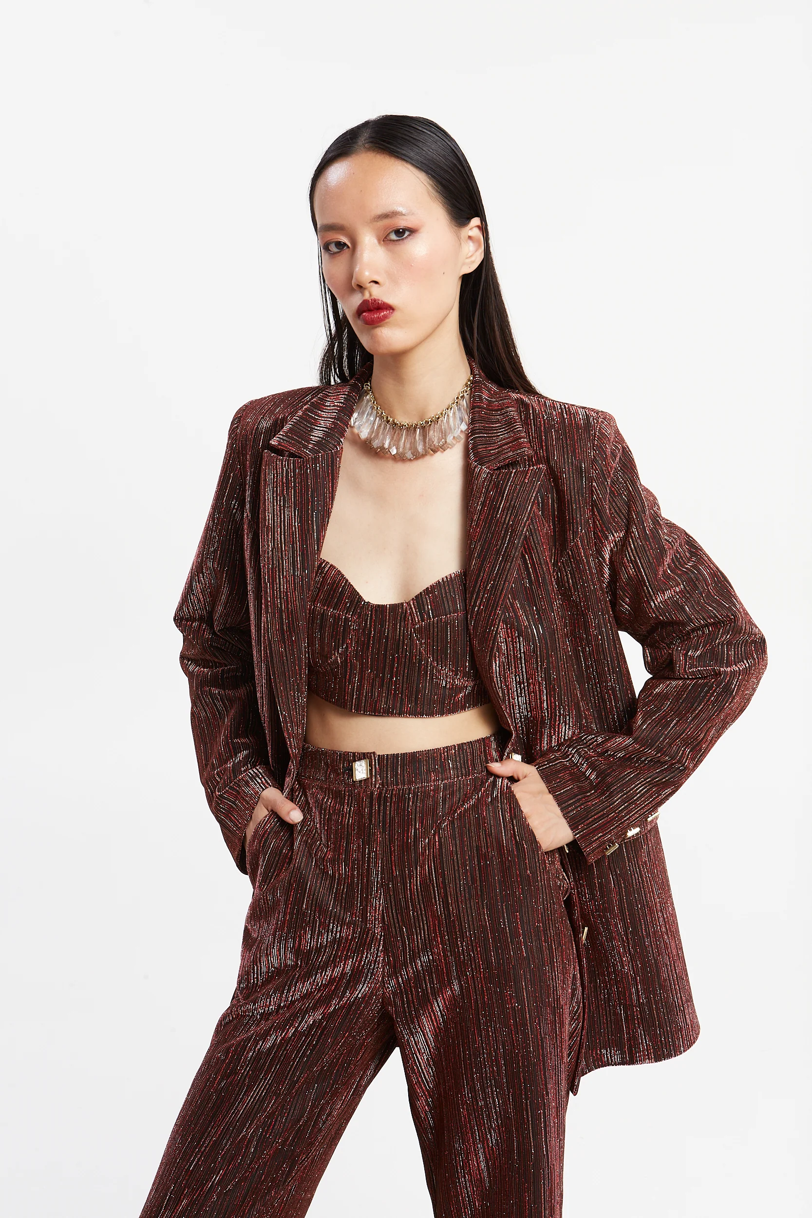 Gloria lurex red blazer
