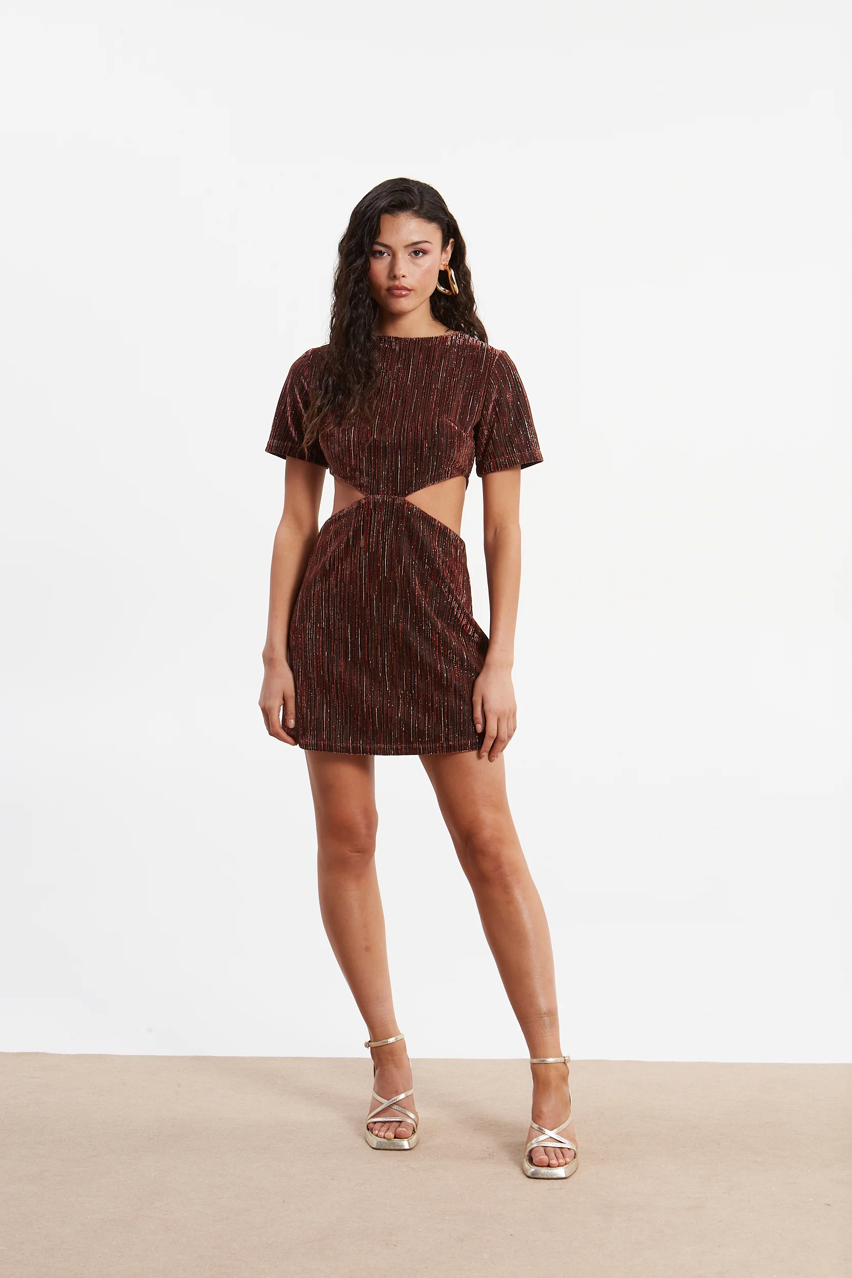 Gloria lurex red mini dress