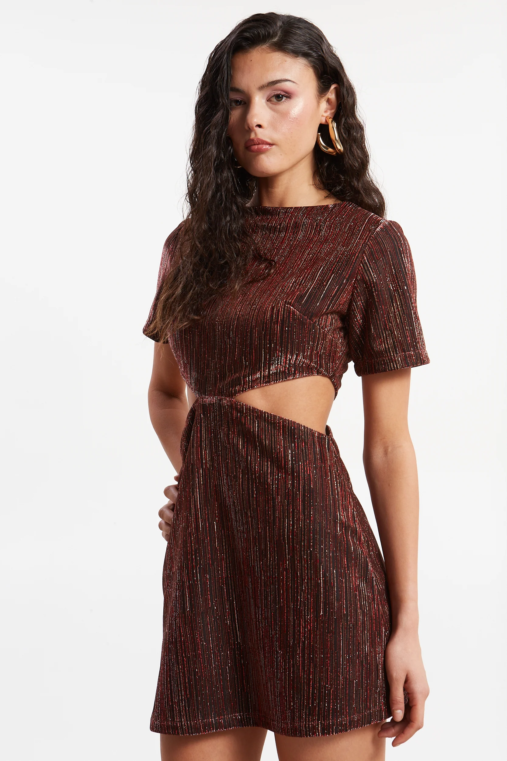 Gloria lurex red mini dress - Image 2