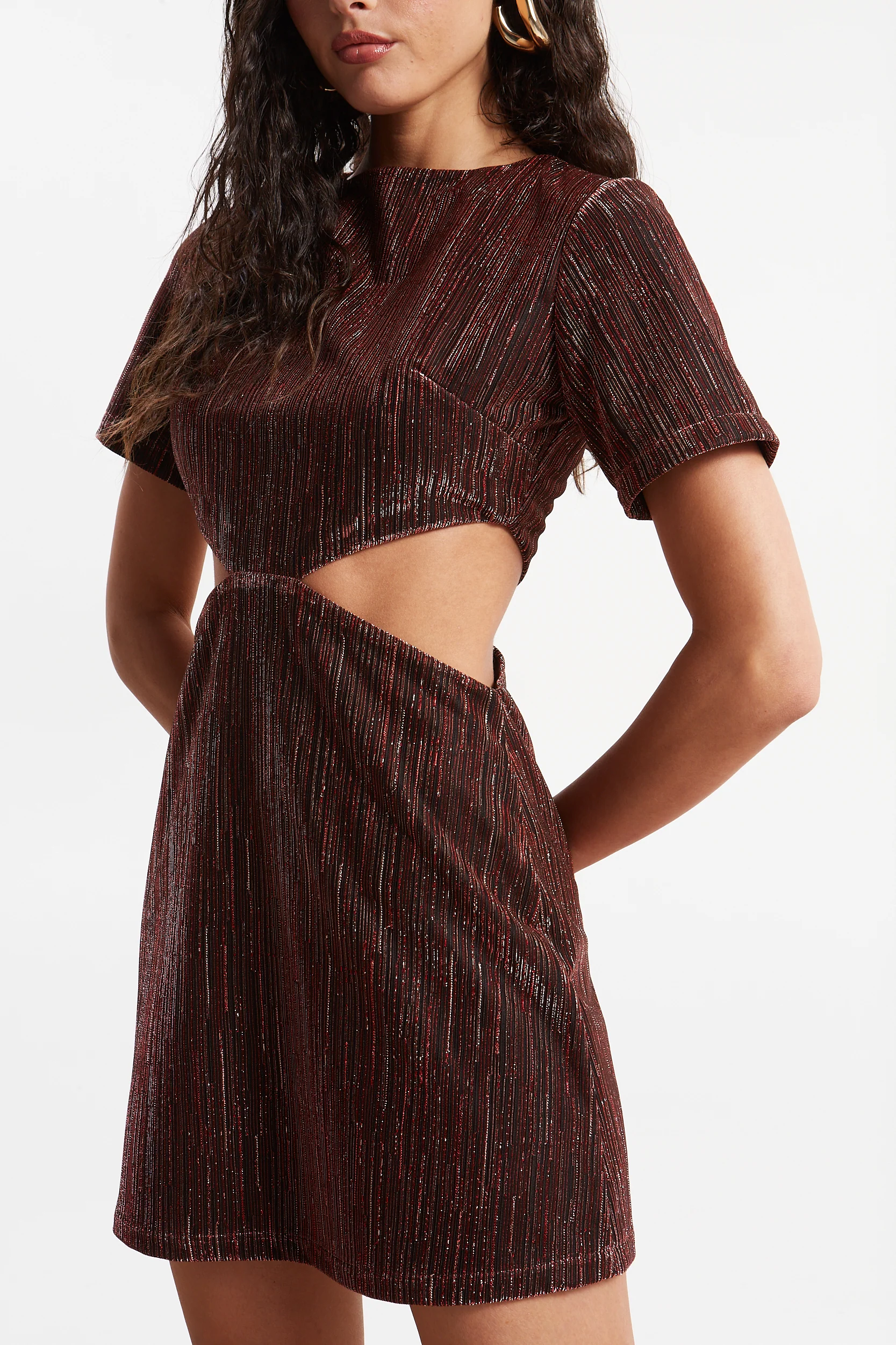 Gloria lurex red mini dress - Image 3