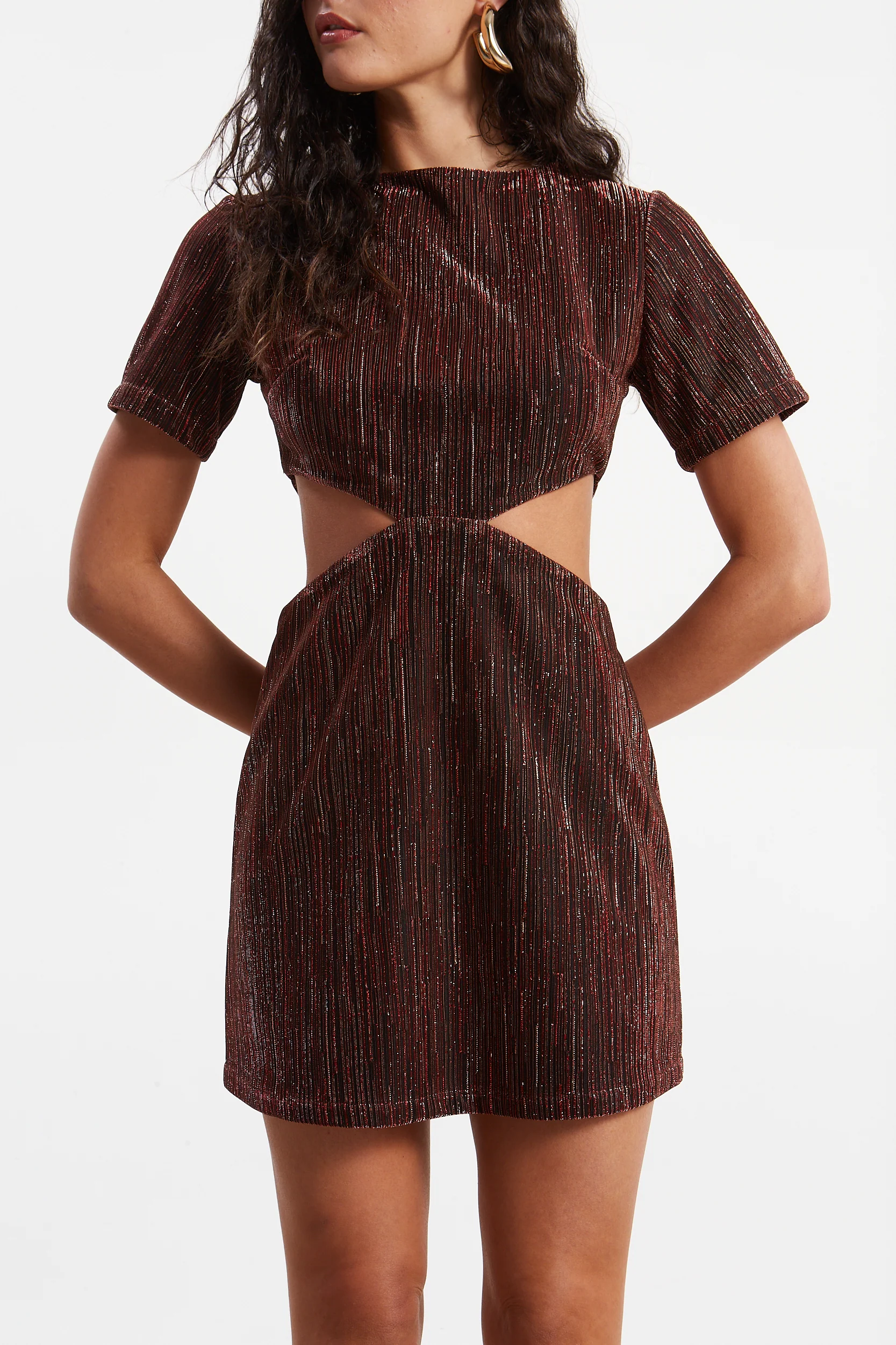 Gloria lurex red mini dress - Image 4
