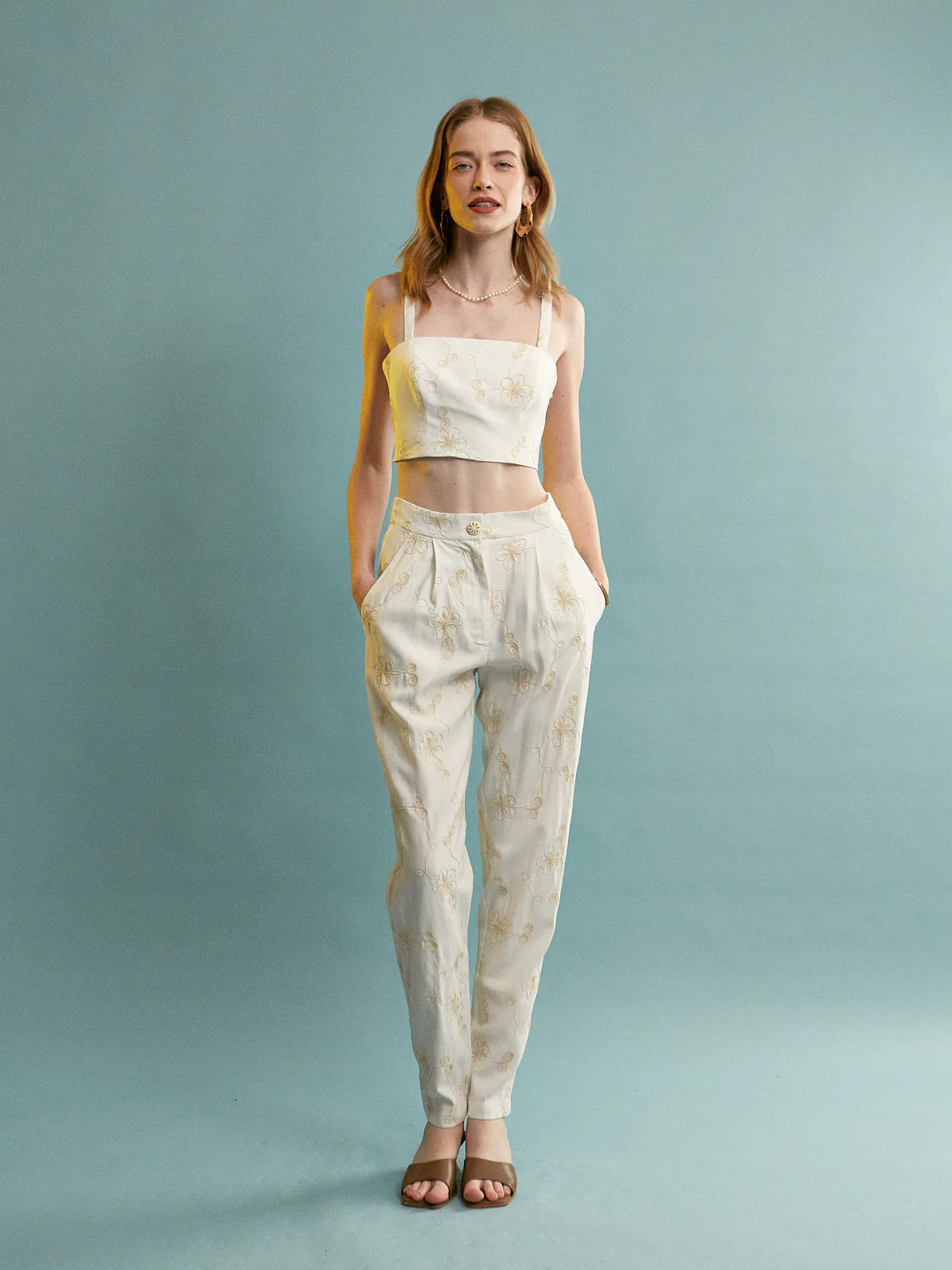 Grace embroidered ecru pants - Image 2