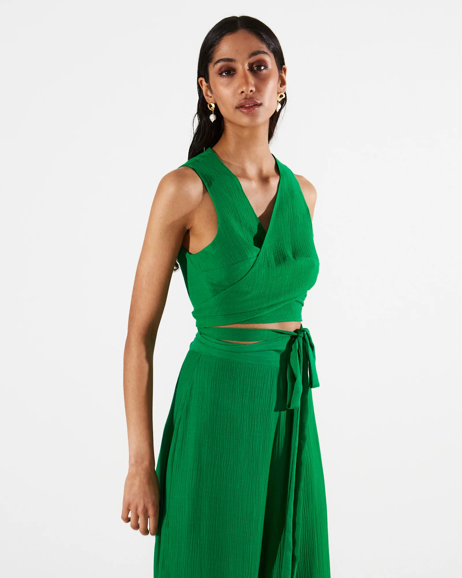 Gwen wrap green top