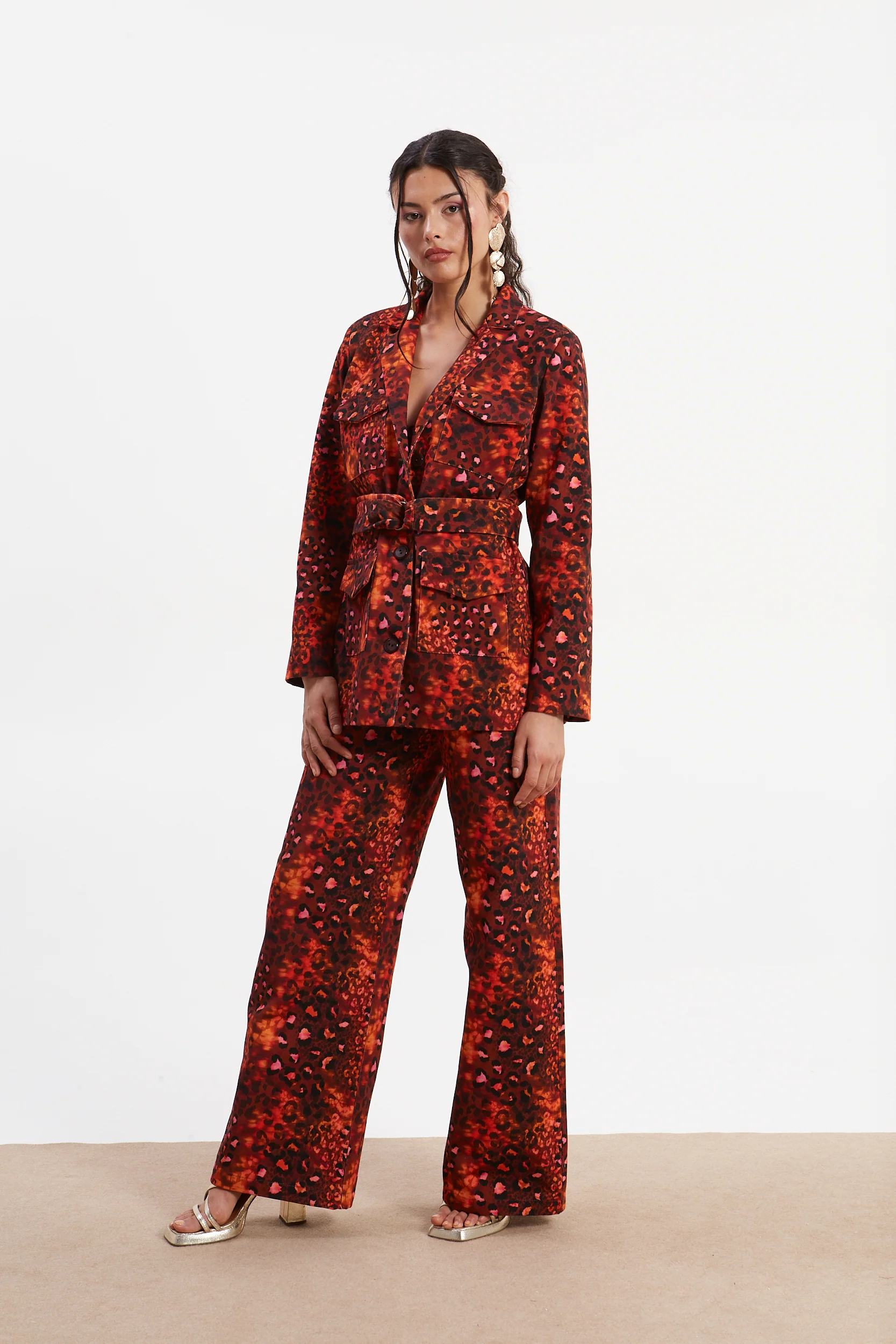 Harriet denim leopard blazer