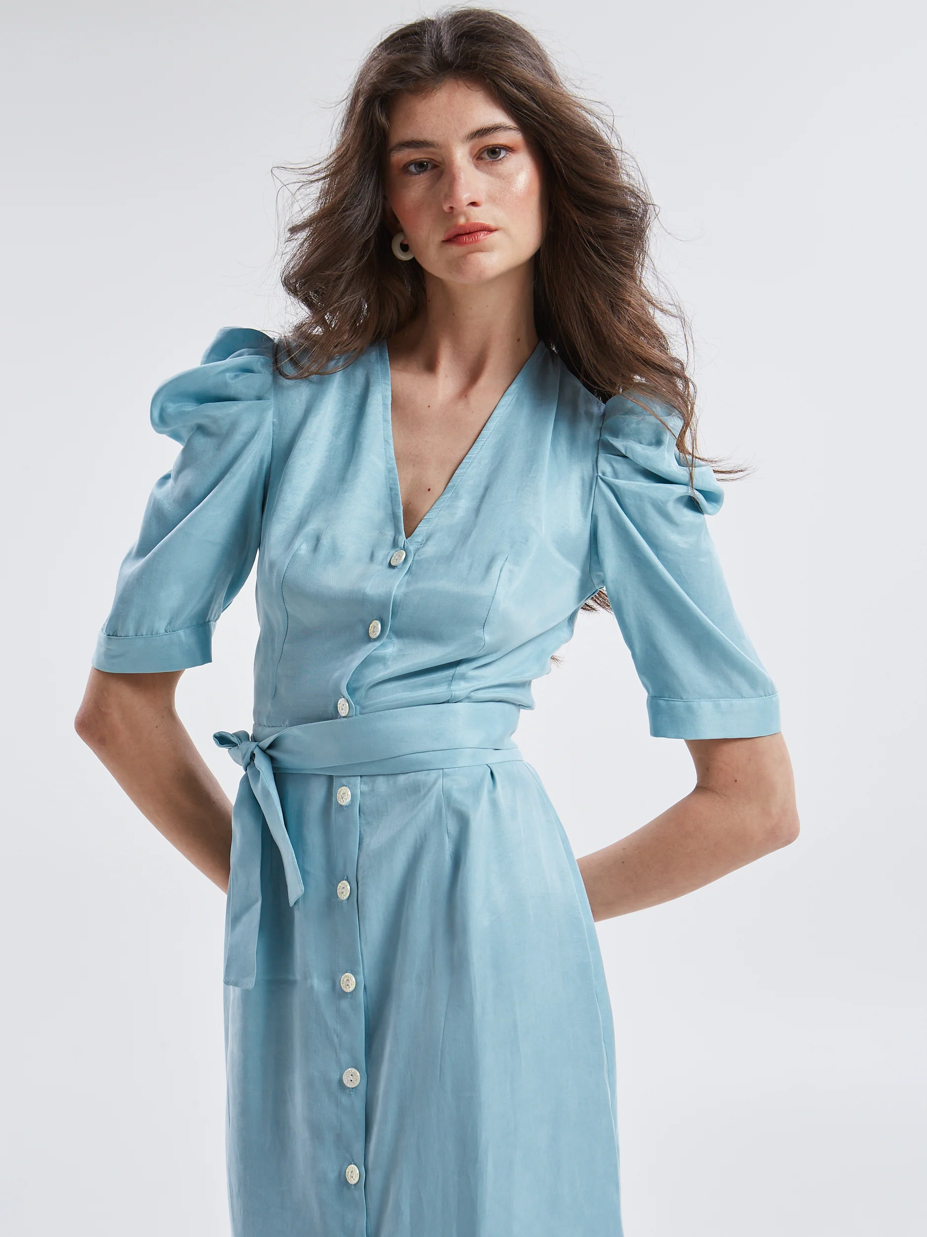 Ilyra lyocell azure button dress - Image 4