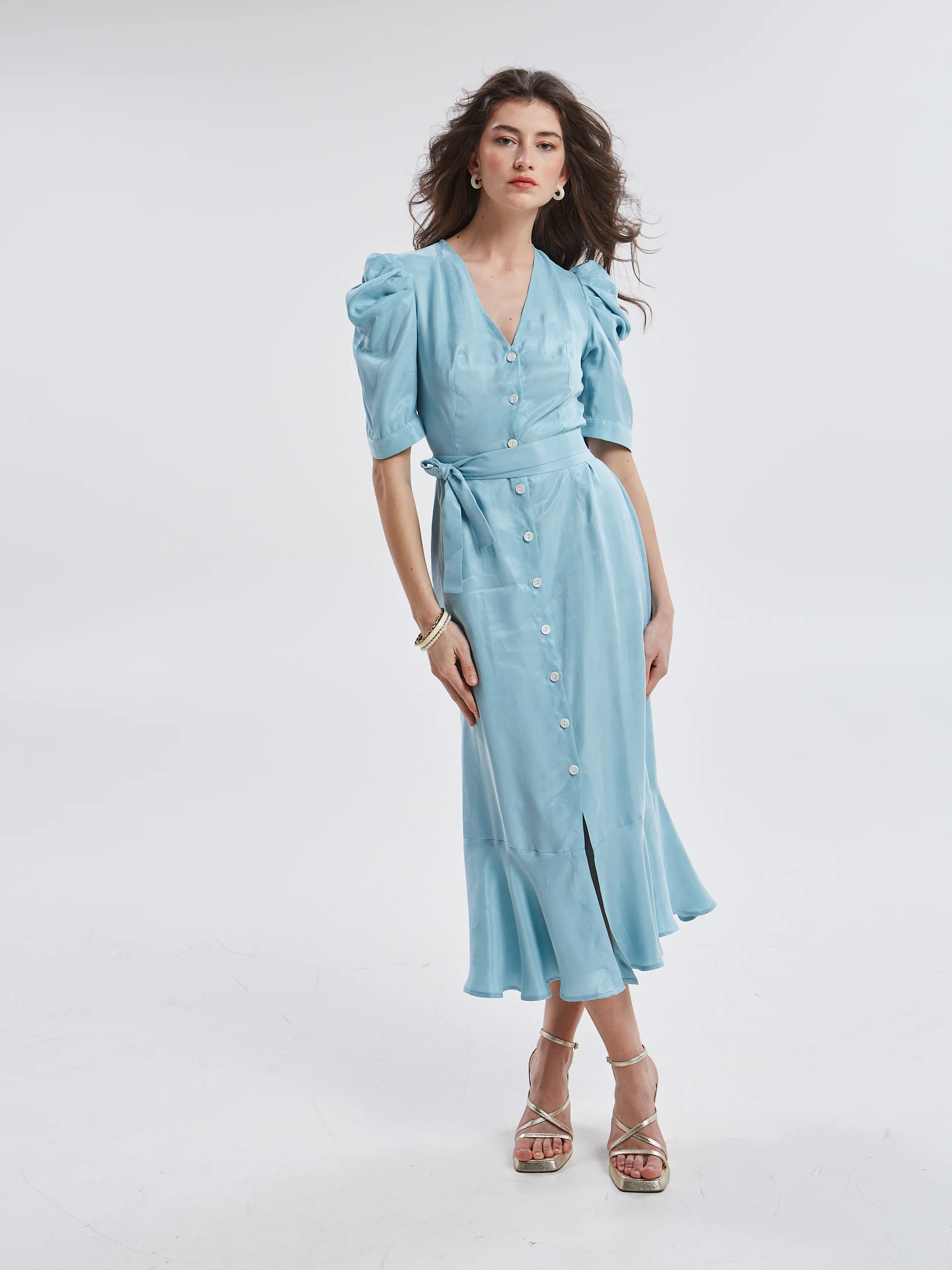 Ilyra lyocell azure button dress - Image 5