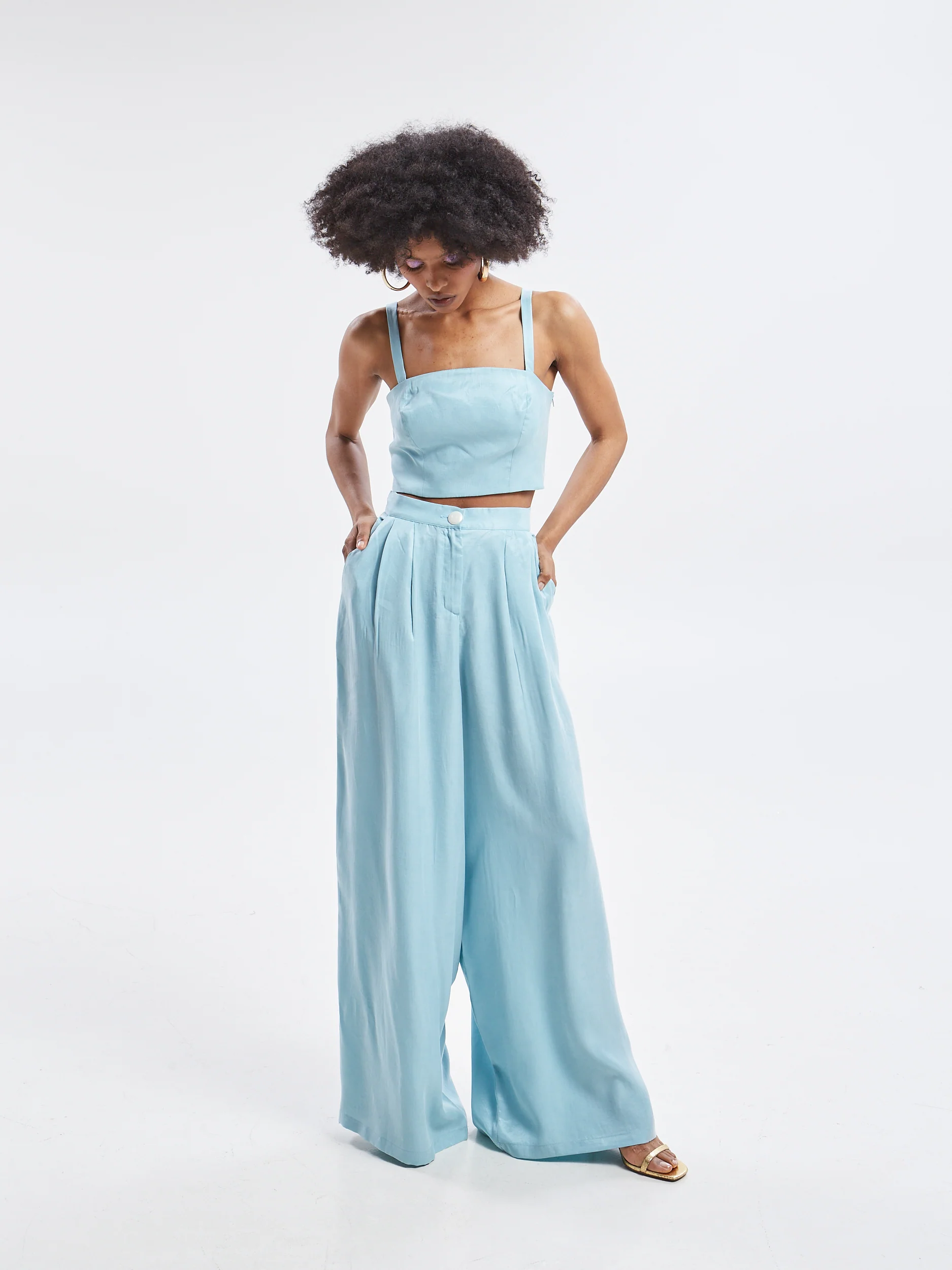Ilyra lyocell wide azure pants - Image 3