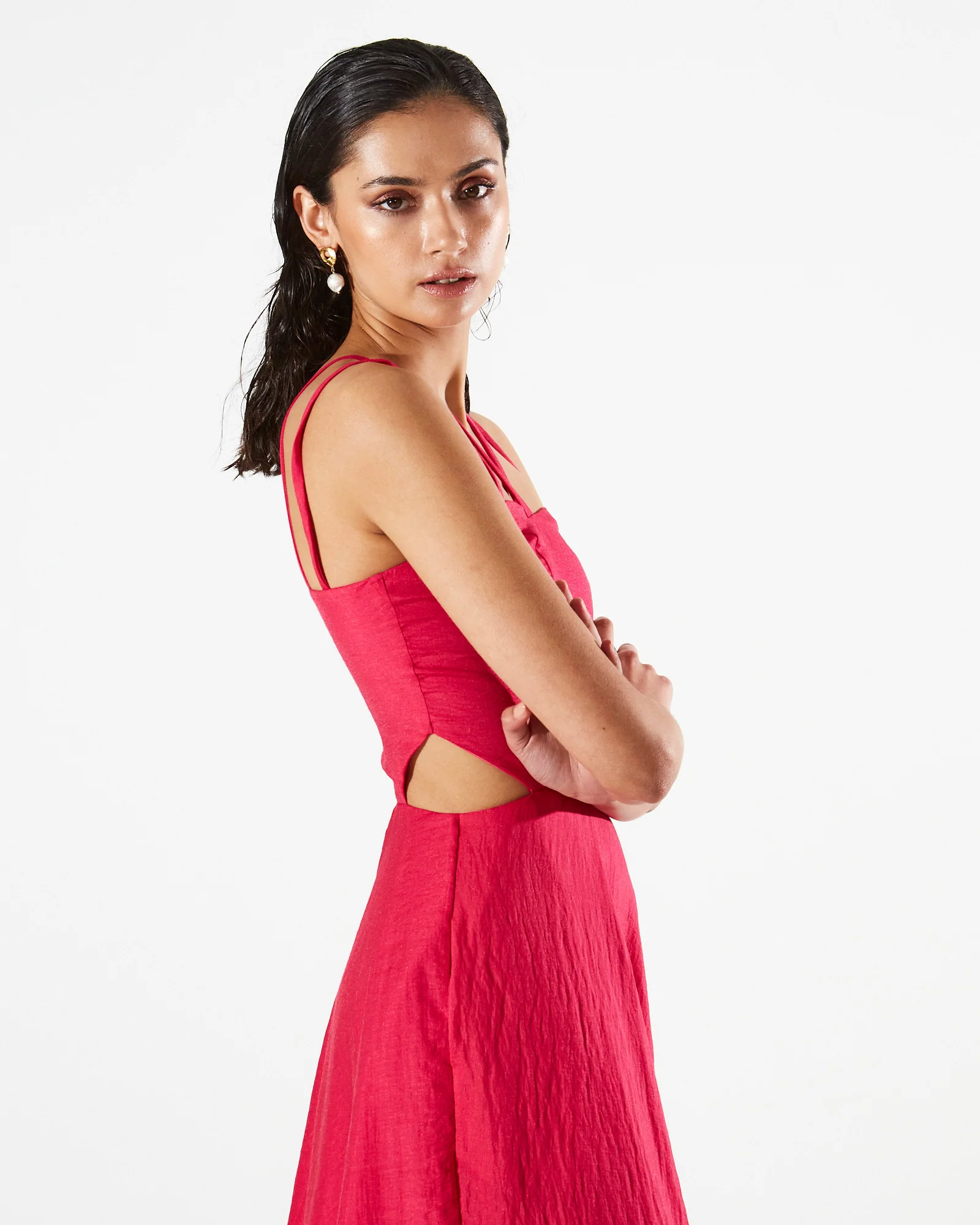 Iris cut out fuchsia dress - Image 4