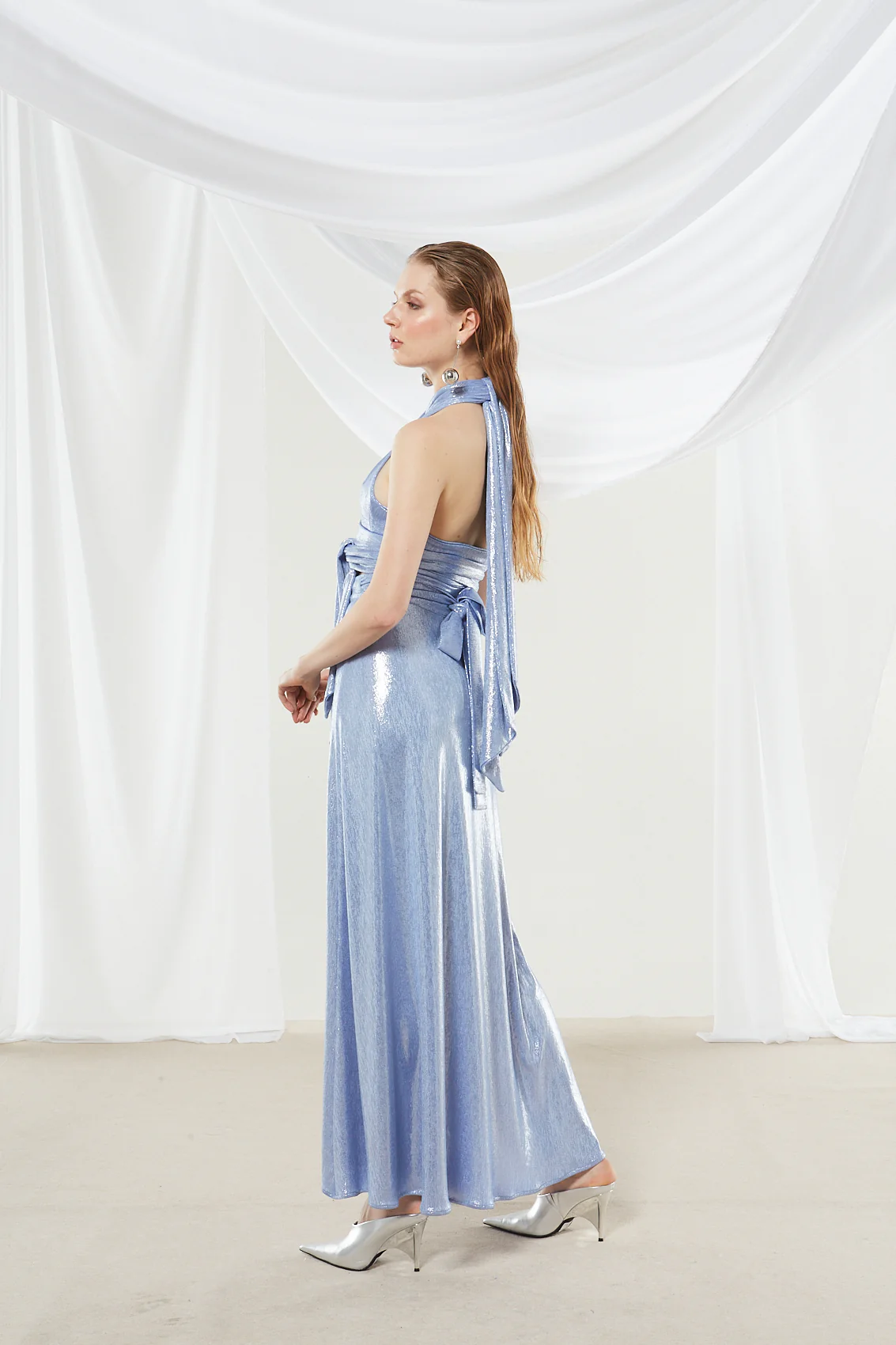 Iris metallic ciel wrap skirt - Image 5