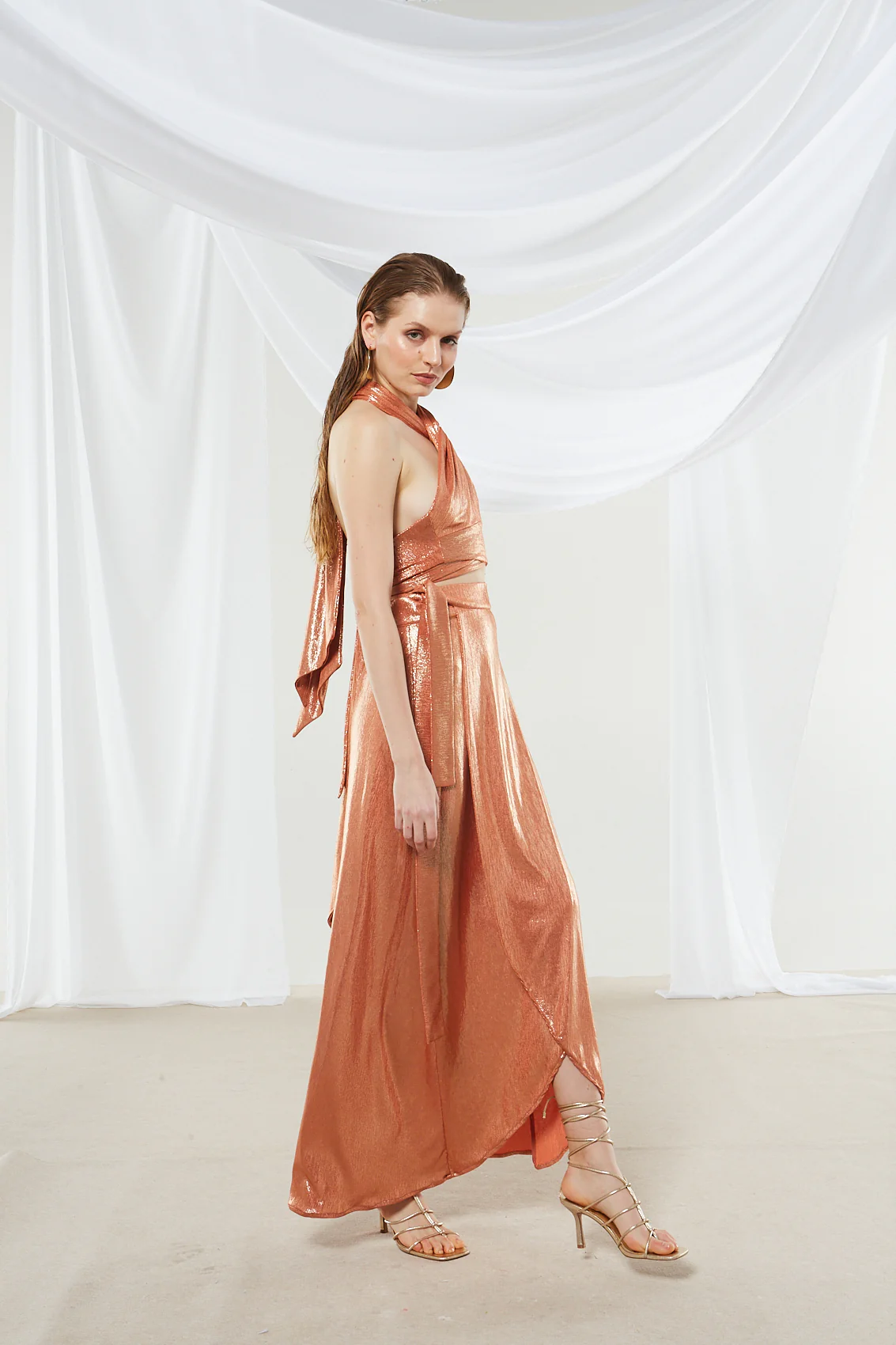 Iris metallic rust wrap skirt - Image 2