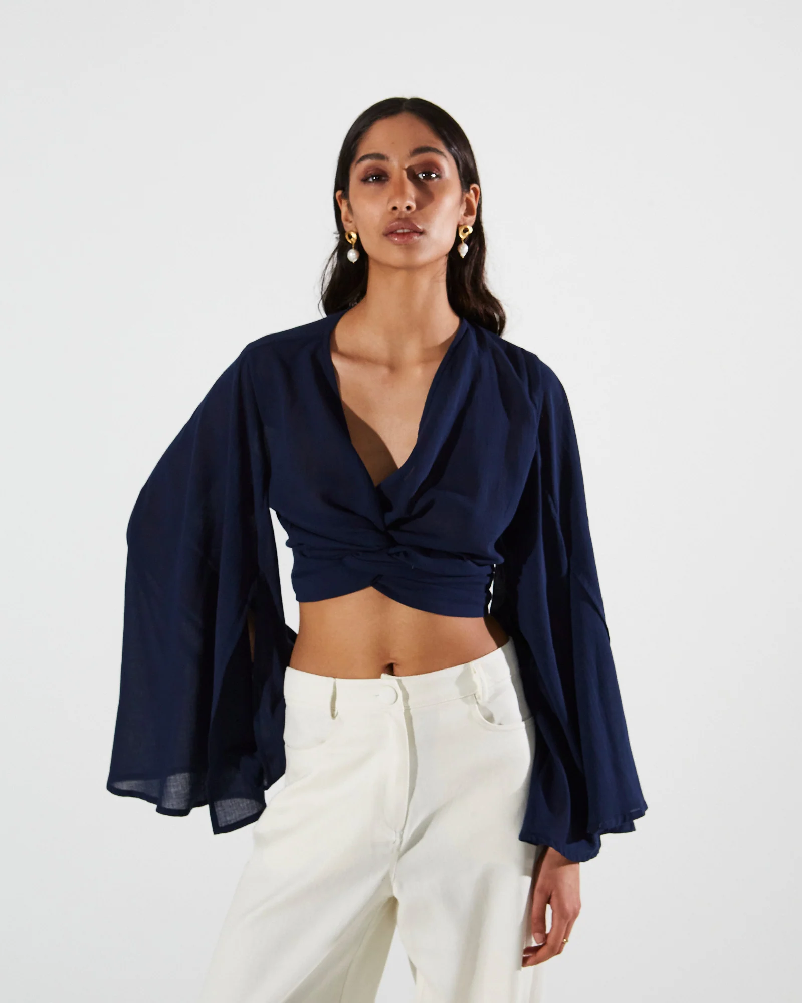 Isabella kimono sleeve blue top