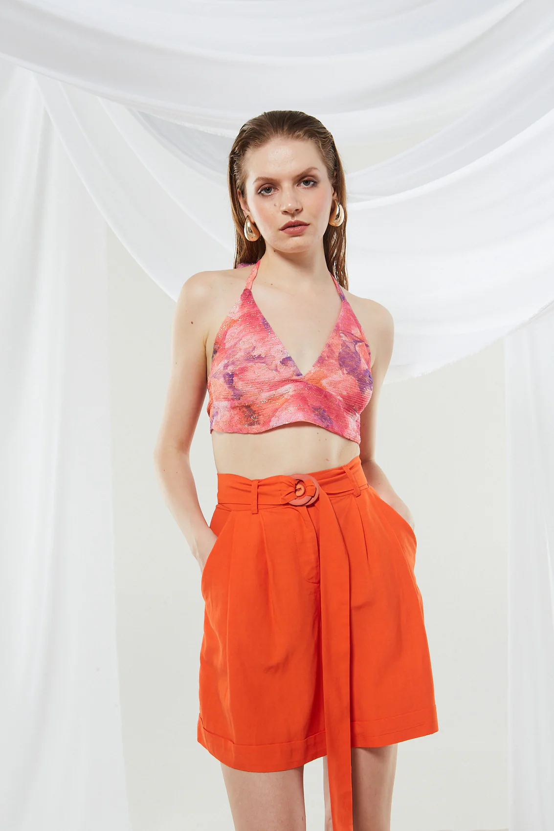 Ivy coral red shorts - Image 10