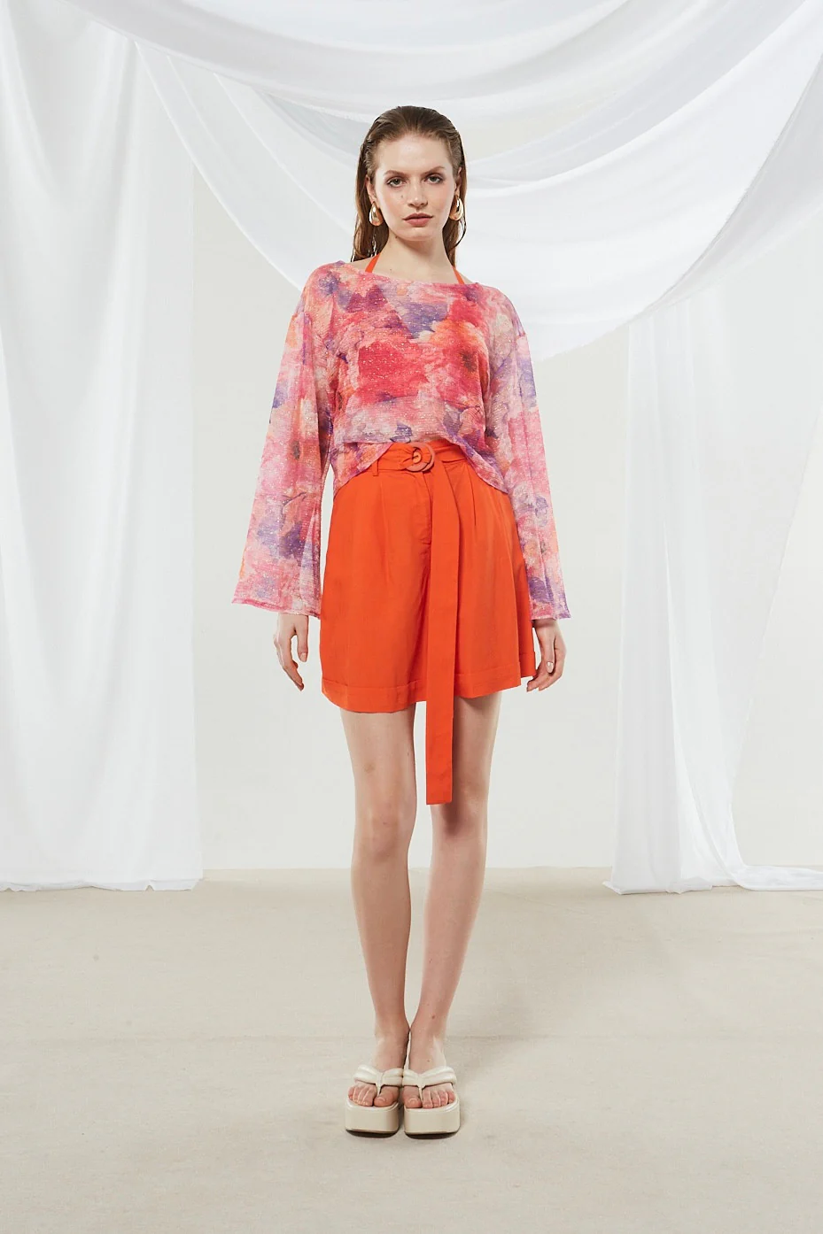 Ivy coral red shorts - Image 12