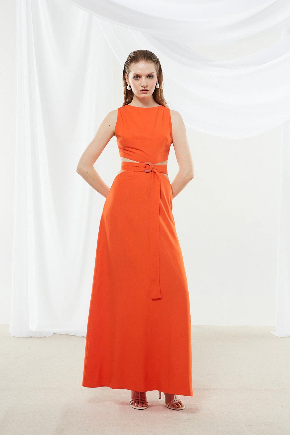 Ivy cut out coral red dress - Image 5