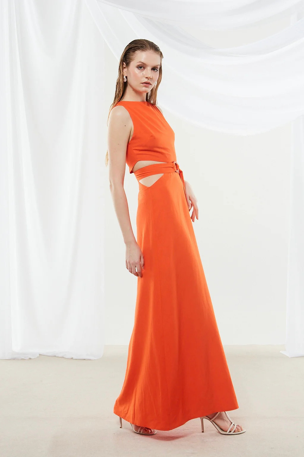 Ivy cut out coral red dress - Image 6