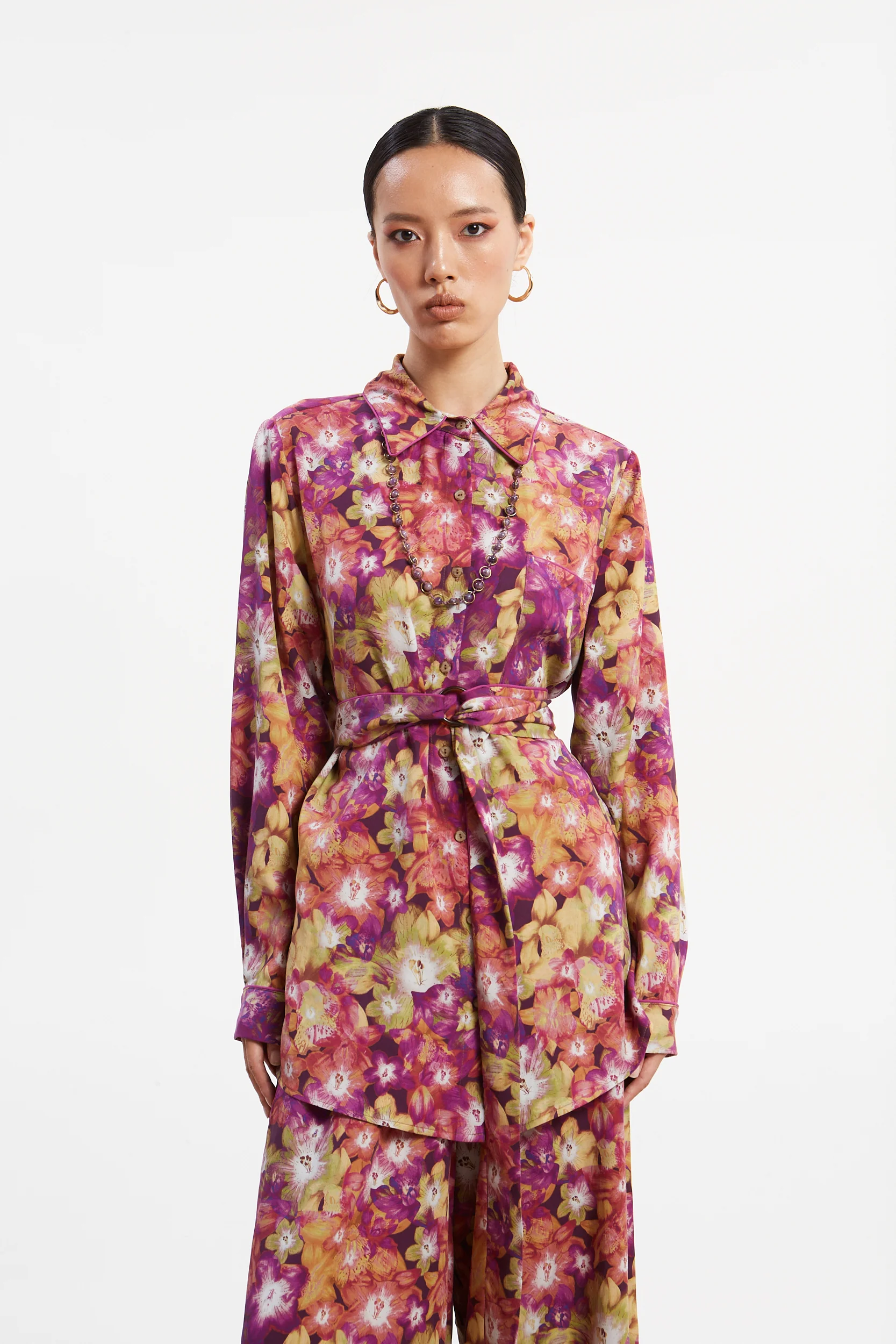 Jade tencel printed shirt