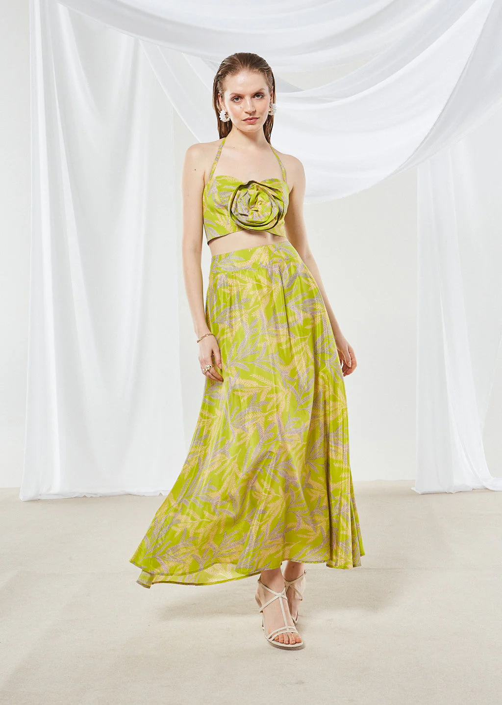 Jasmine printed wide skirt