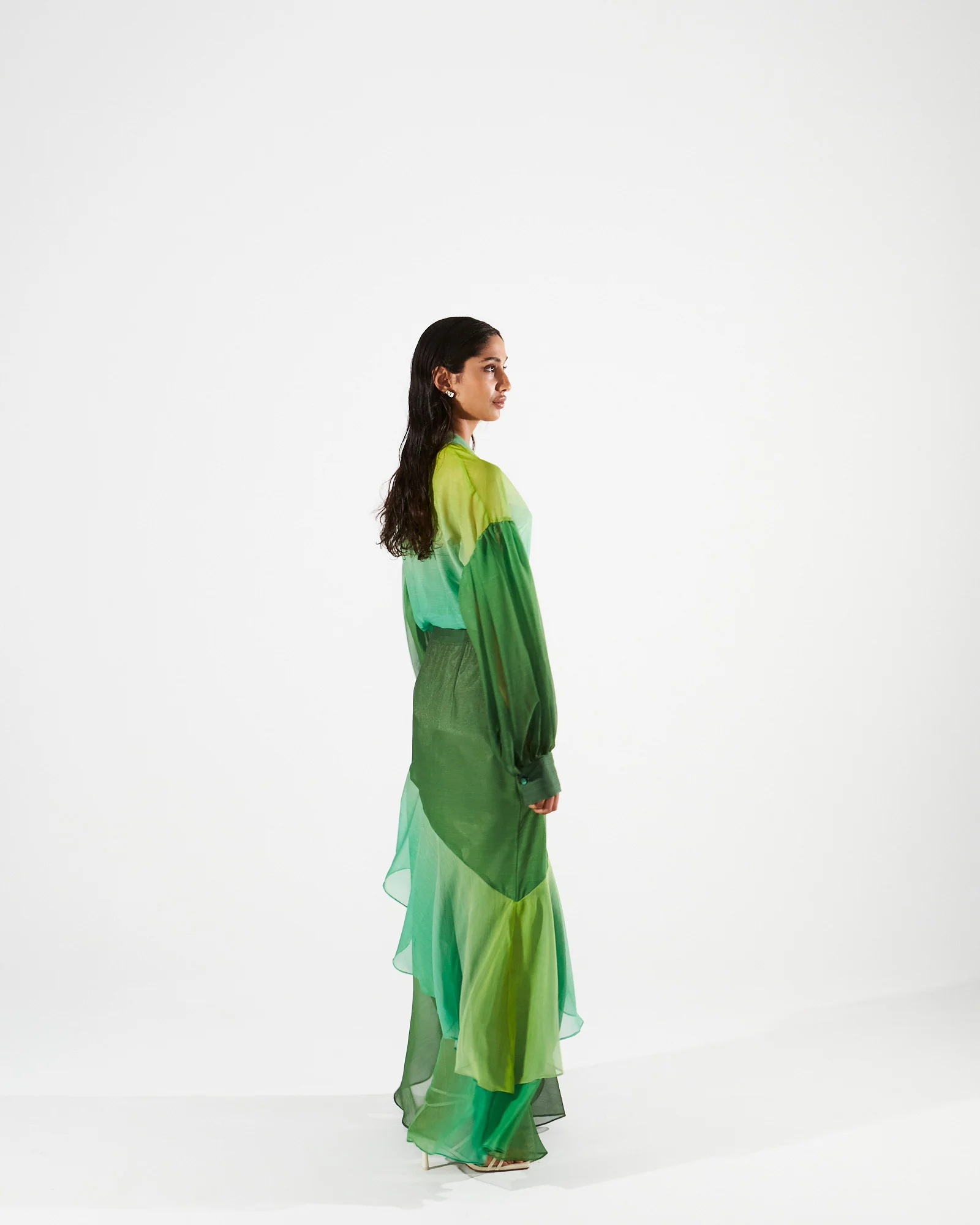 Jolene ruffle gradient green skirt - Image 3