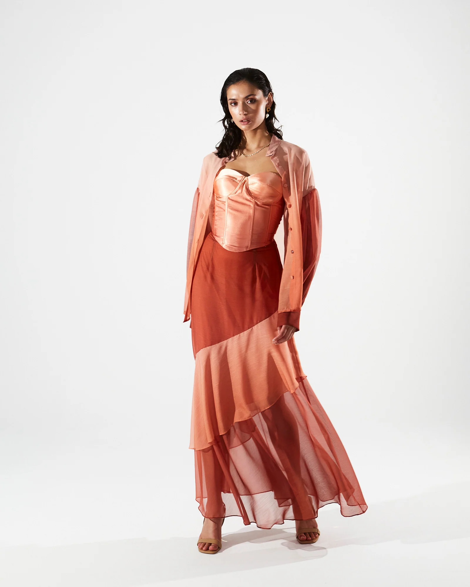 Jolene ruffle gradient nude skirt - Image 3