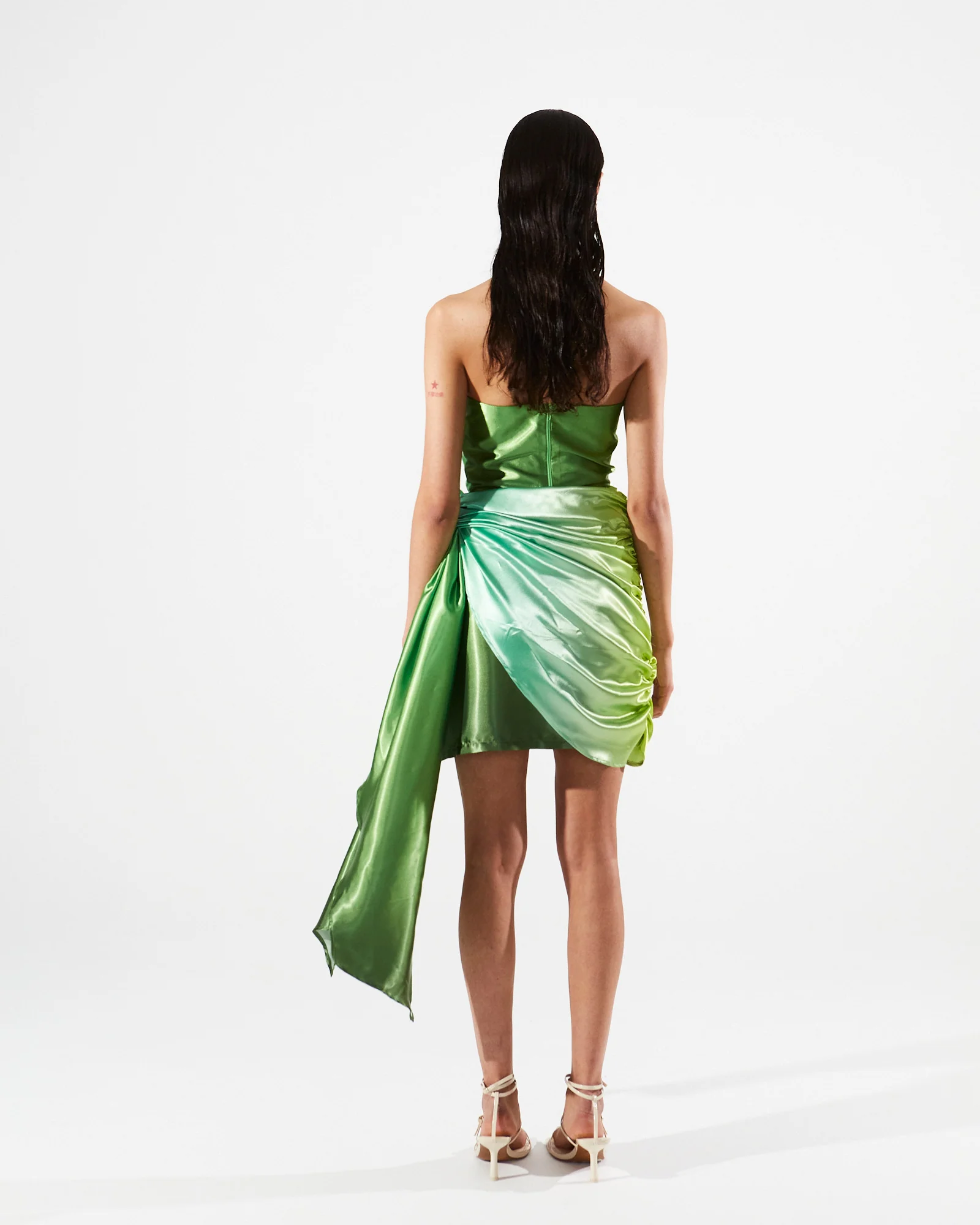 Jolene satin gradient green skirt - Image 2