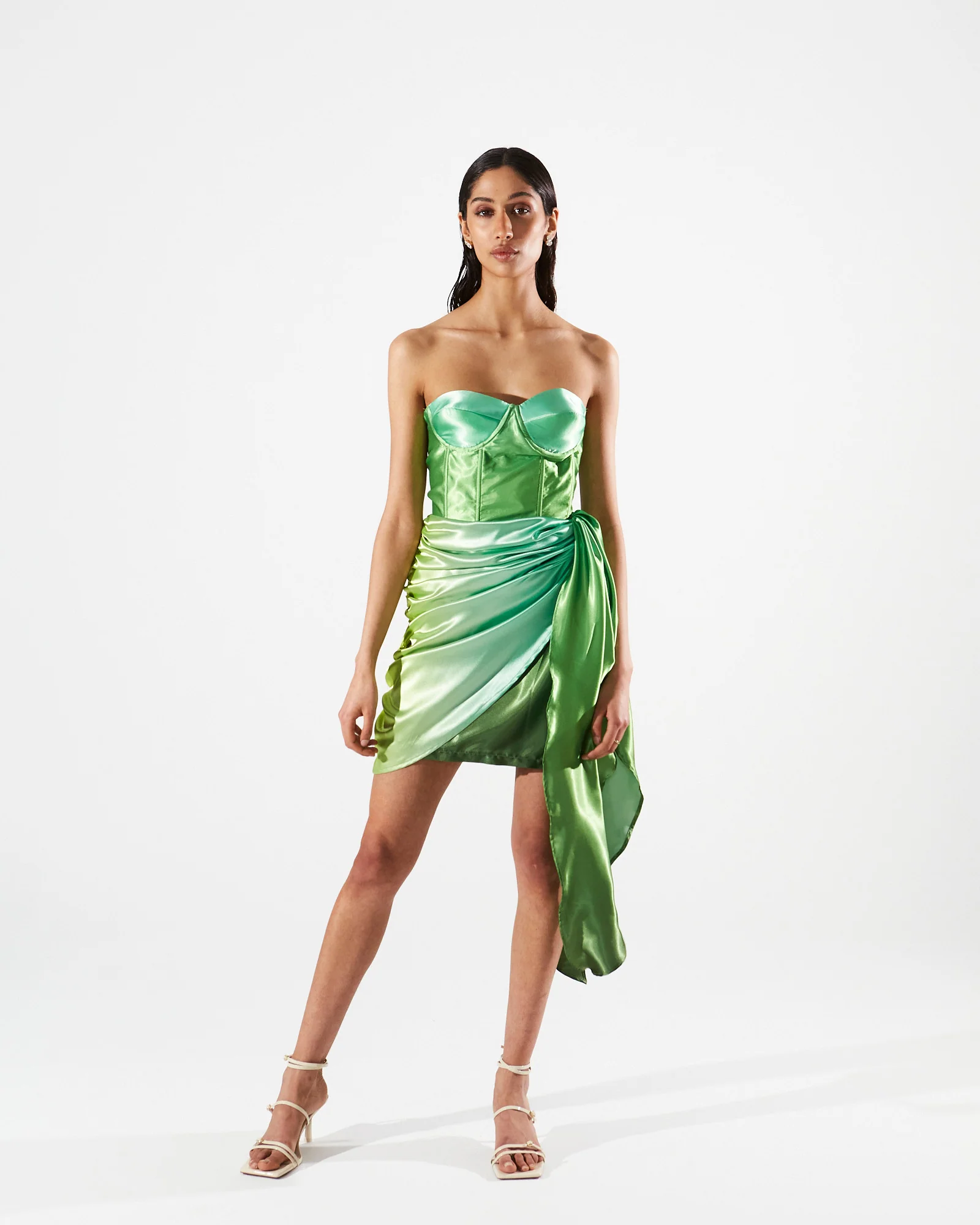 Jolene satin gradient green skirt - Image 3