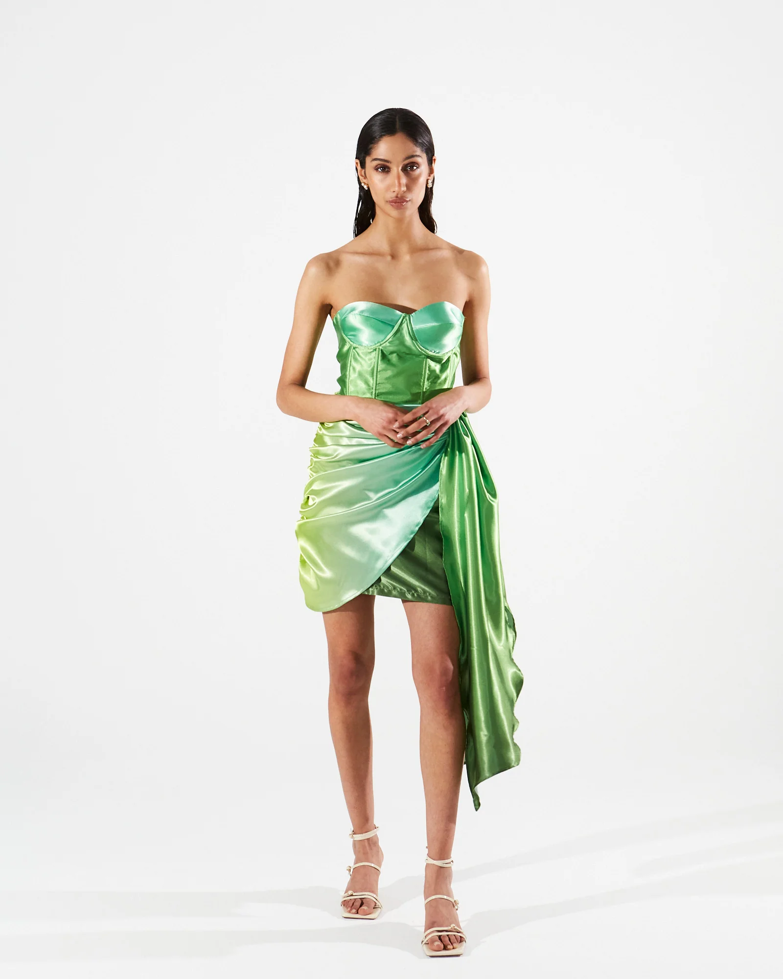 Jolene satin gradient green skirt - Image 4