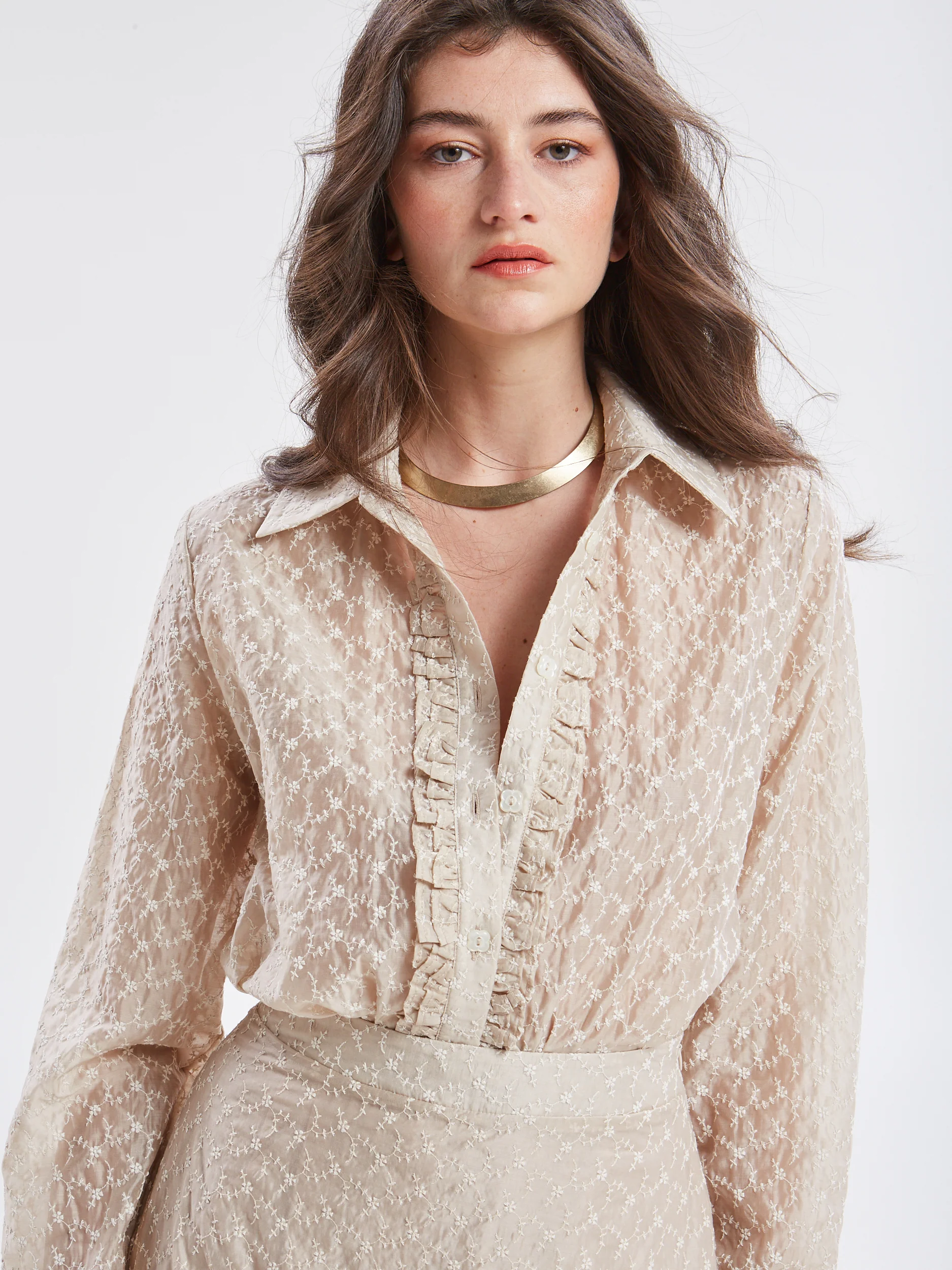 Kaira embroidered ruffle shirt - Image 6