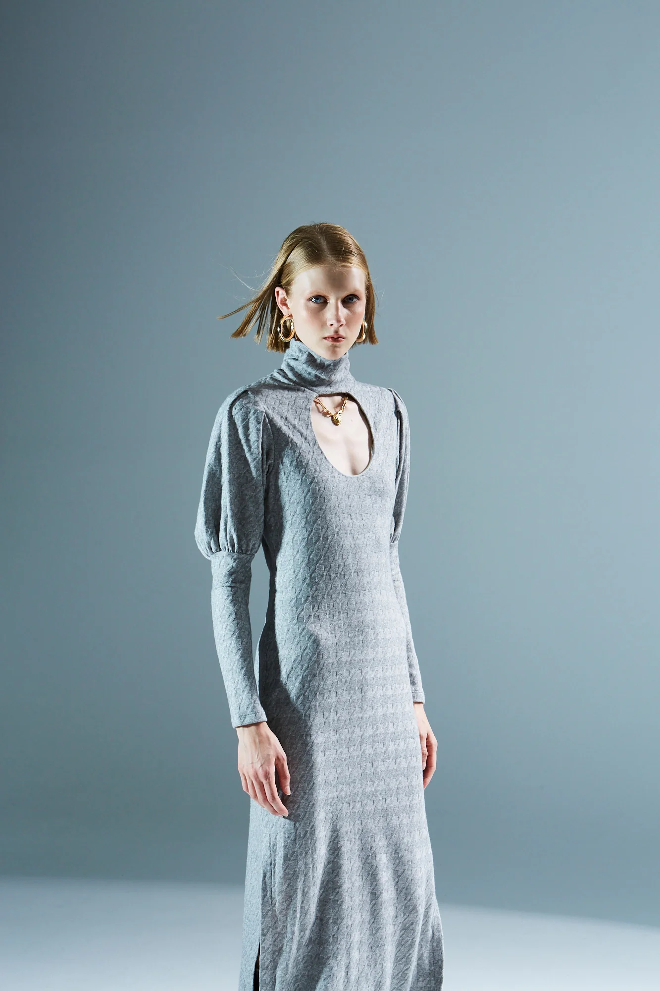 Kassandra turtleneck knitted grey dress - Image 4