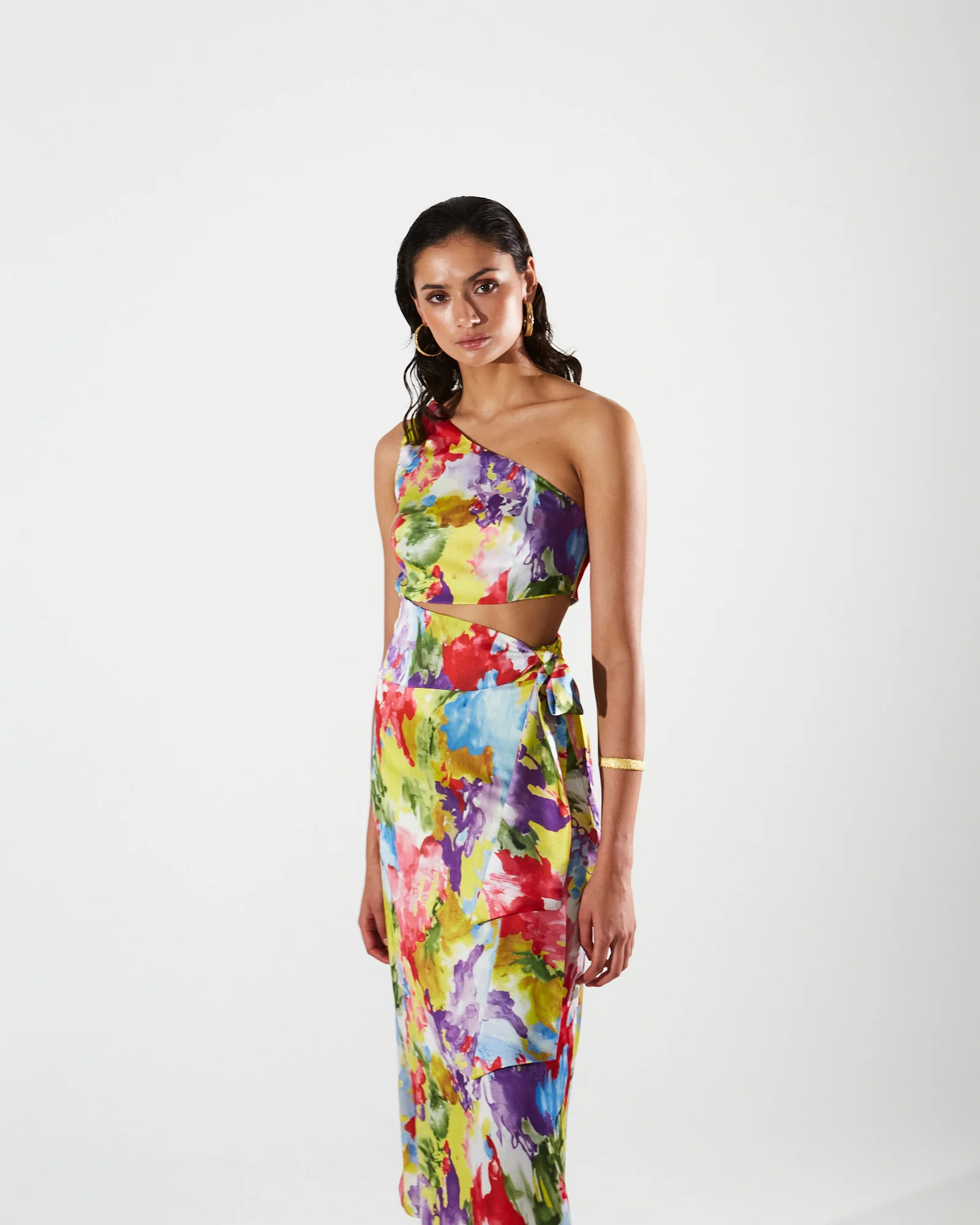 Kyra satin printed skirt