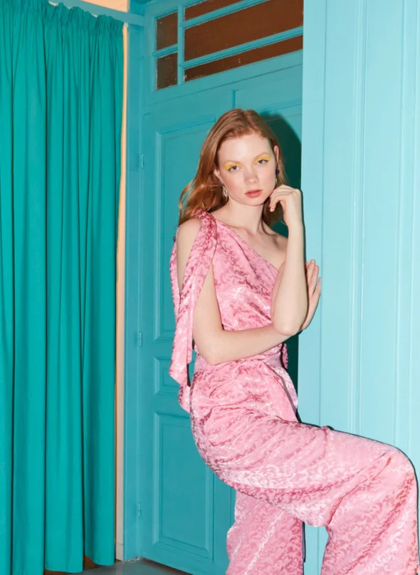 Lilly one shoulder pink top - Image 3