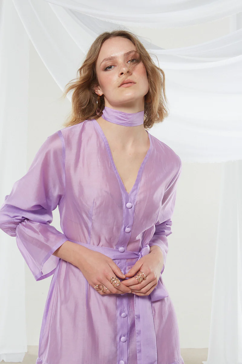 Lily button lilac dress - Image 10