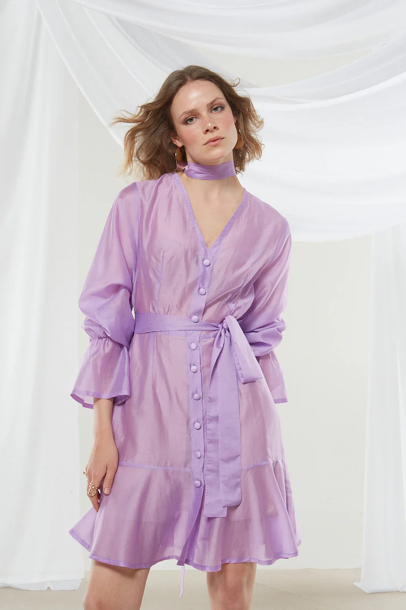 Lily button lilac dress - Image 7