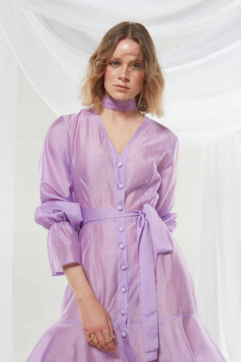 Lily button lilac dress - Image 9