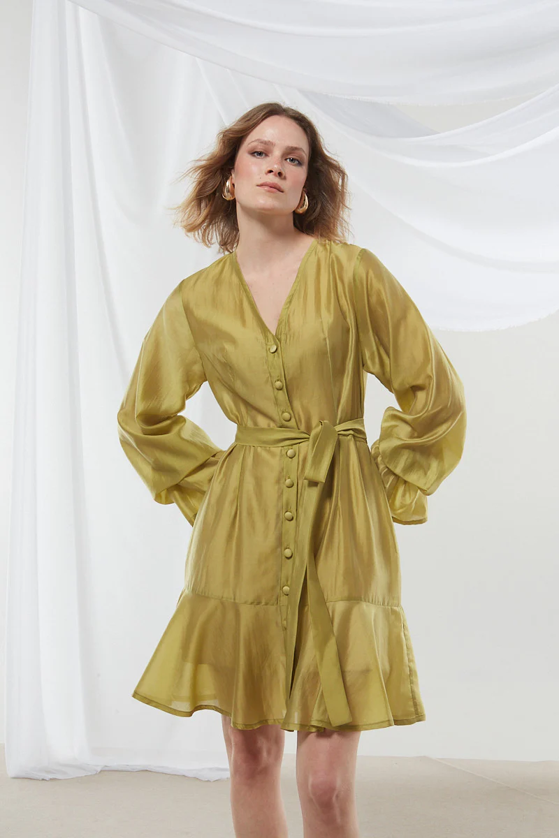 Lily button olive dress - Image 6