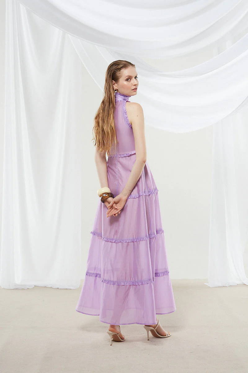 Lily high neck lilac dress - Image 3