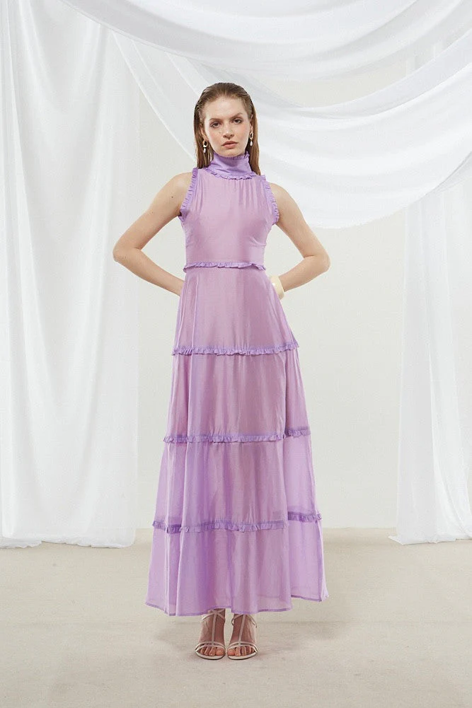 Lily high neck lilac dress - Image 5